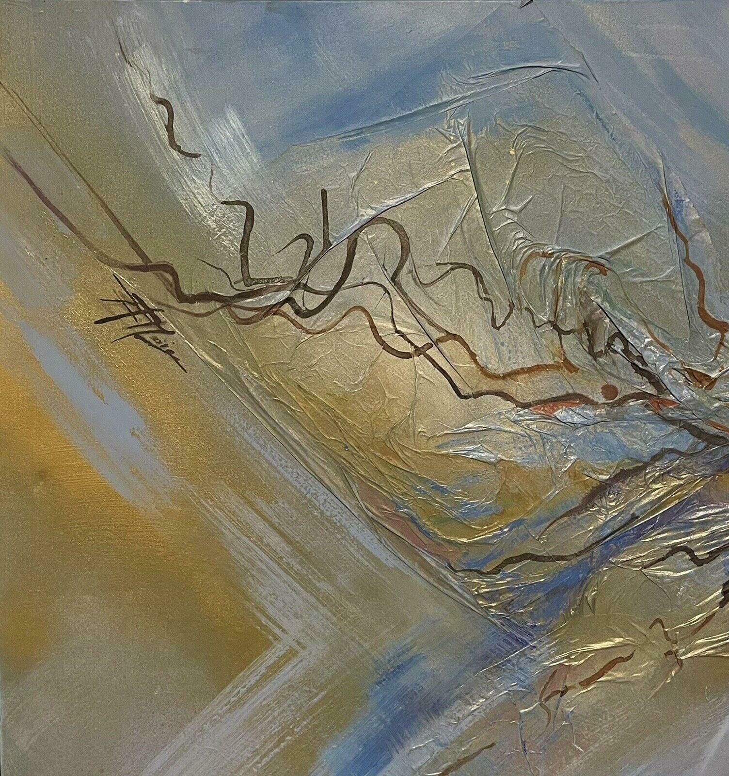 French Schoolvery Large French Abstract Painting   Blend & Fusion Of Colors, Gold And Blues photo for sale