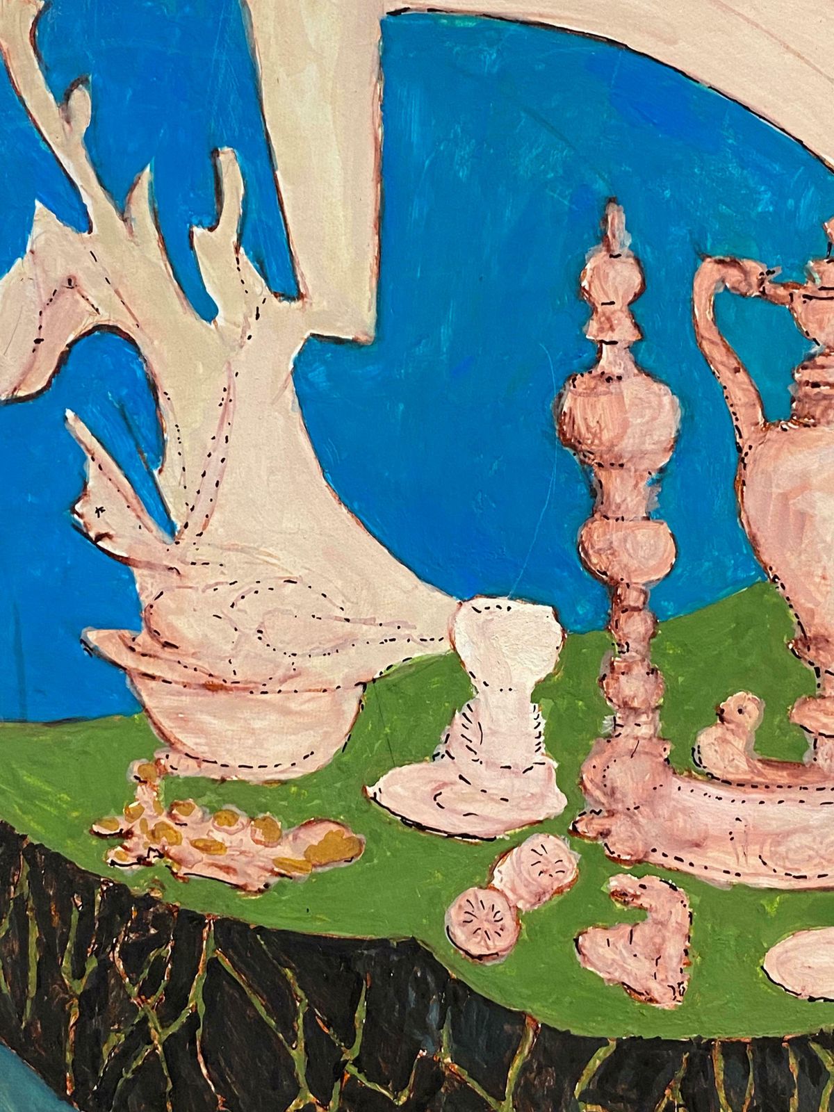 Bernard Labbe1950's French Modernist/ Cubist Painting   Wacky Interior Scene1950's photo for sale