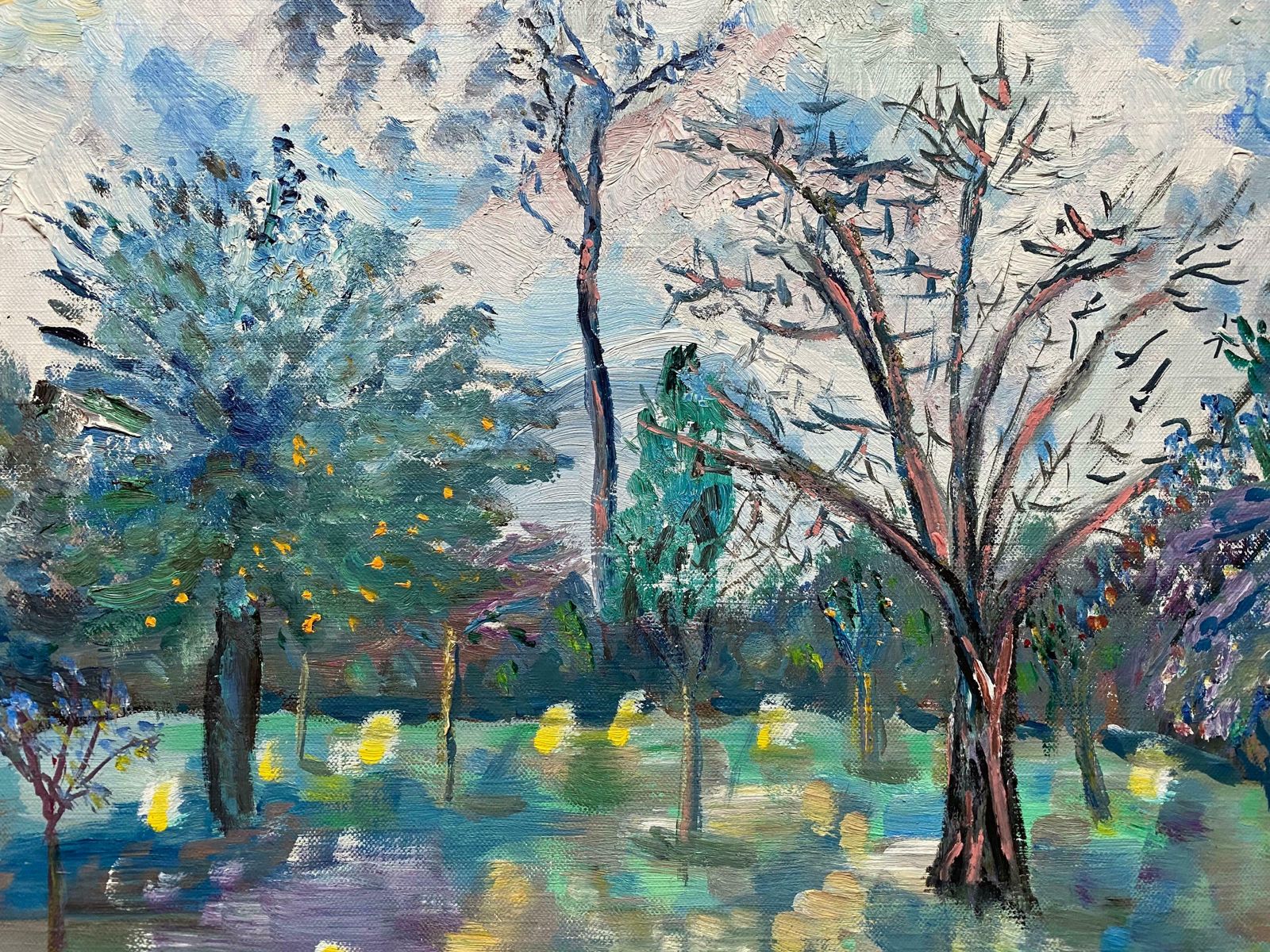 Unknownprovence Colorful Trees Landscape   French Impressionist Original Oil Paintingc.1950s photo furniture