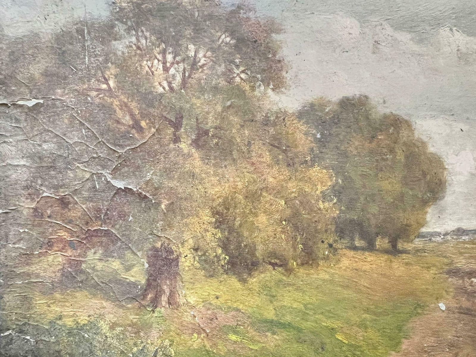 Antique English Antique Victorian English Oil Sheep Walking Down The Woodland Path photo furniture