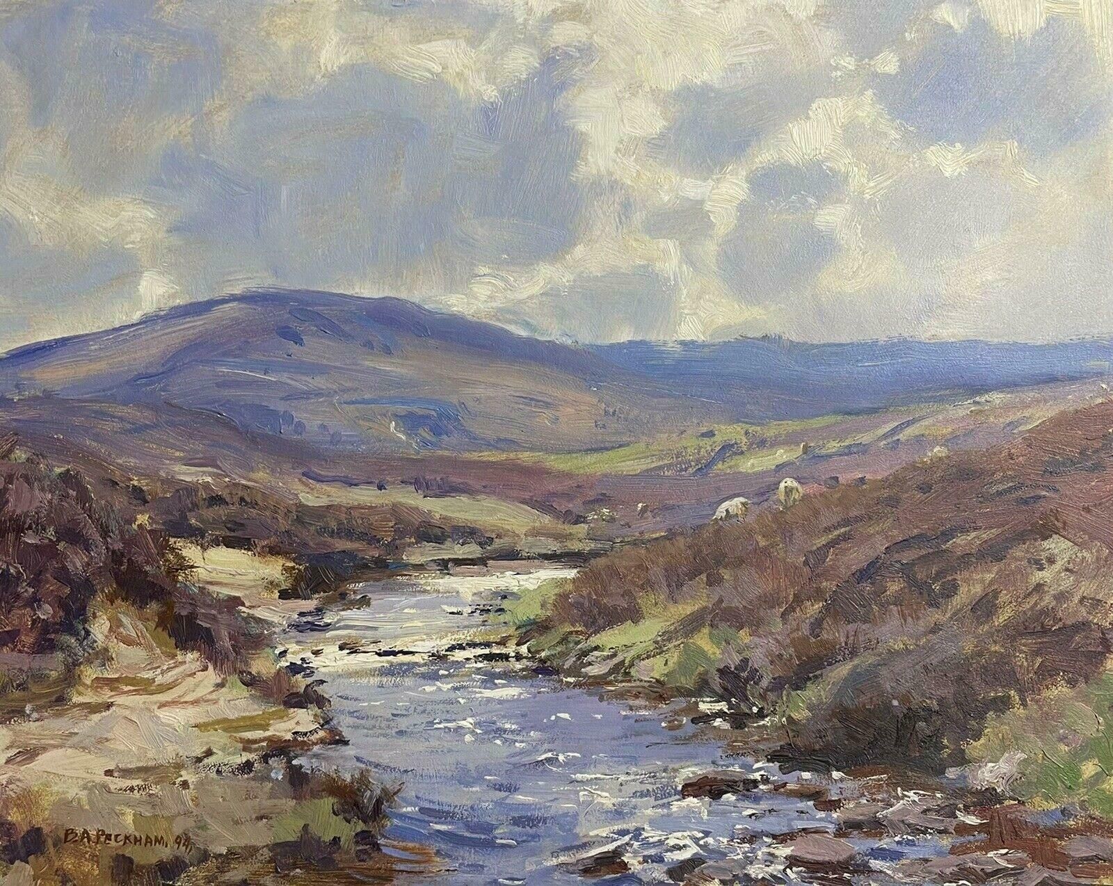 Barry Peckhamscottish Highland Sunny Landscape River Landscape Signed Oil Painting photo 1379.0