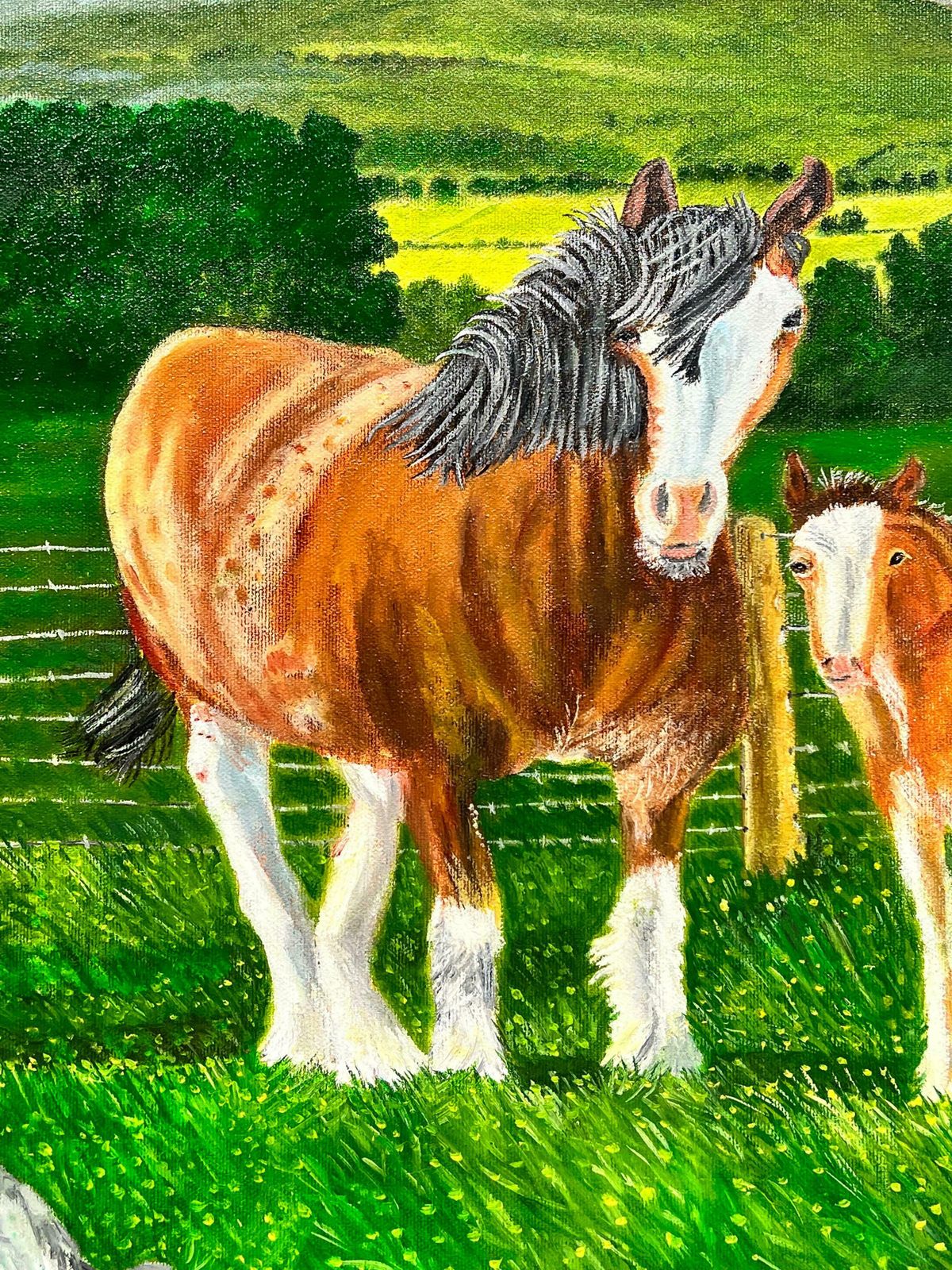 Ben Powellhorse & Foal In Mountain Landscape Contemporary British Painting photo 1532.0
