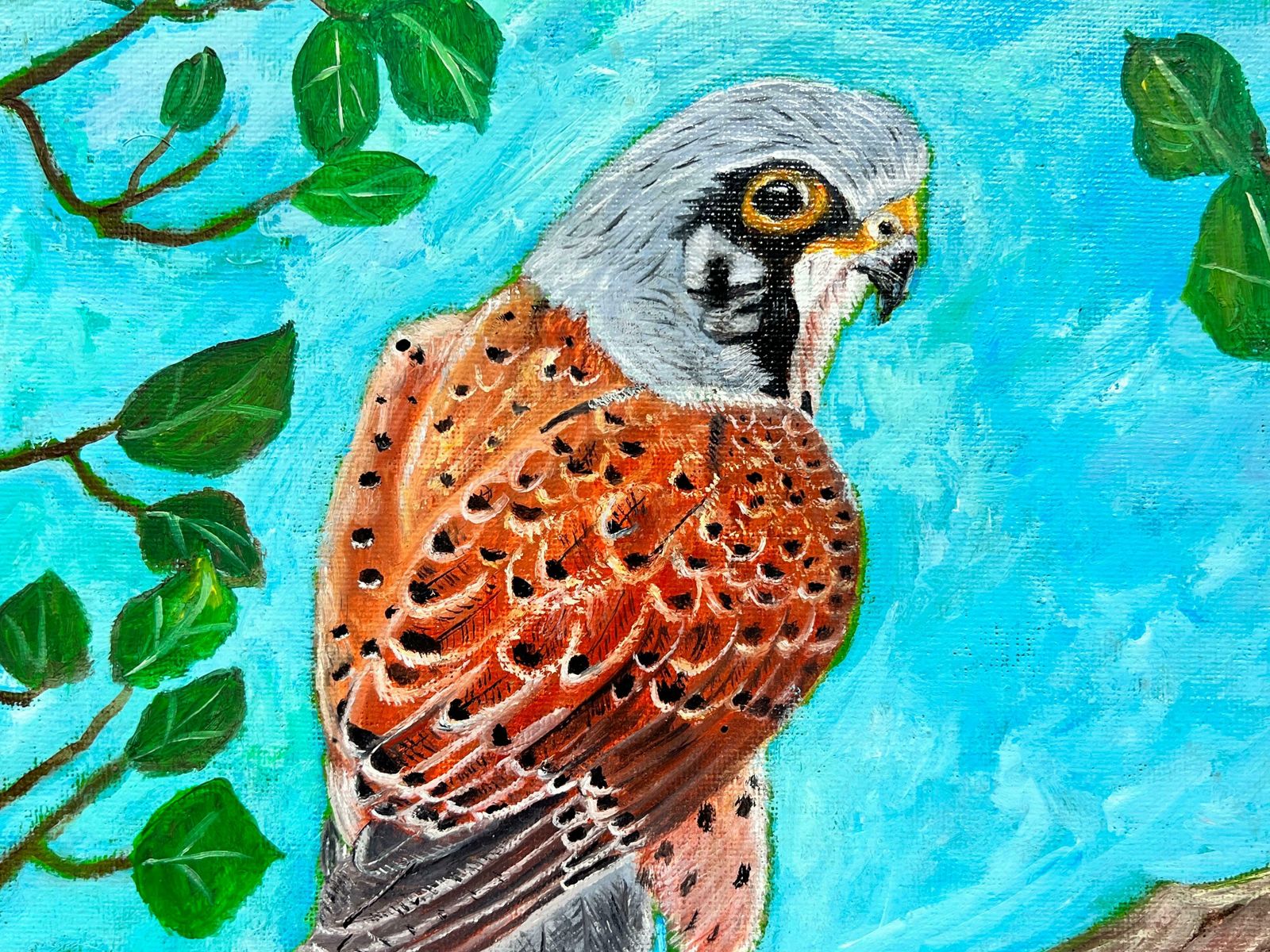 Ben Powellbird Of Prey In Tree Against Blue Sky Contemporary British Painting photo furniture