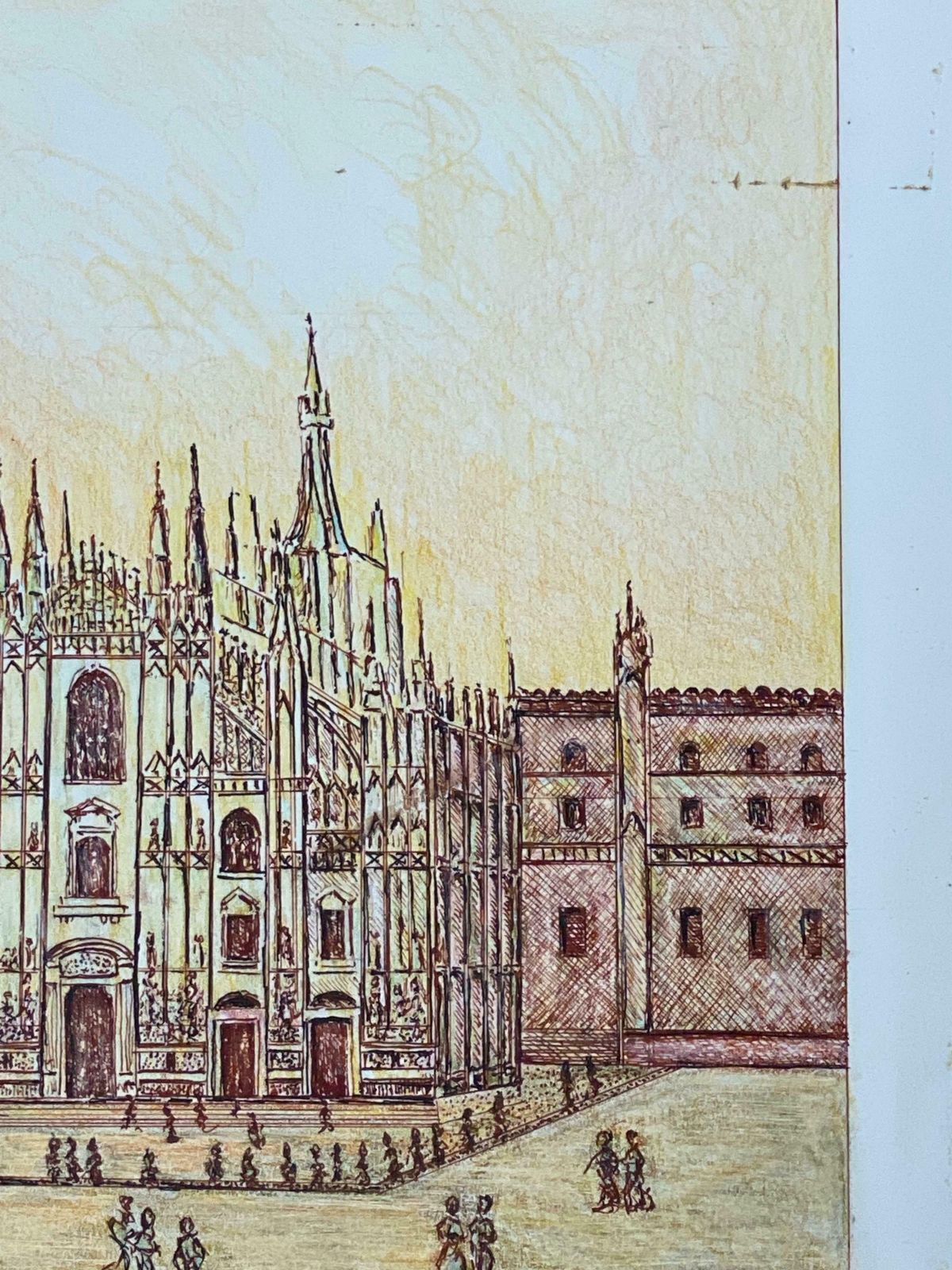 Bernard Labbe1950's Modernist Painting Signed   Milan Cathedral Cityscape1950's photo 403.0