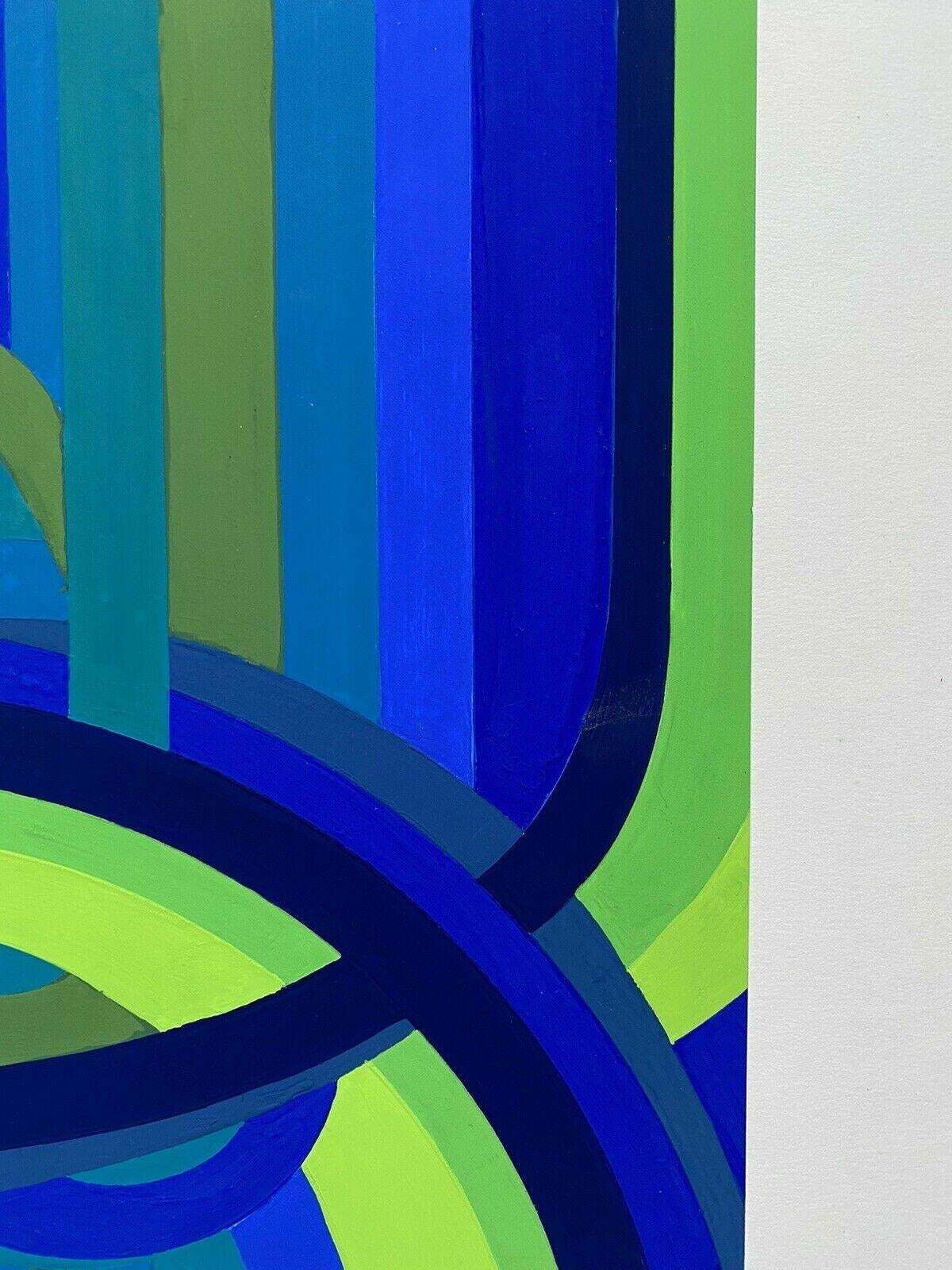 Arlette Martinarlette Martin (B1924) French Geometric Abstract Painting   Blue & Green Design20th Century photo Art