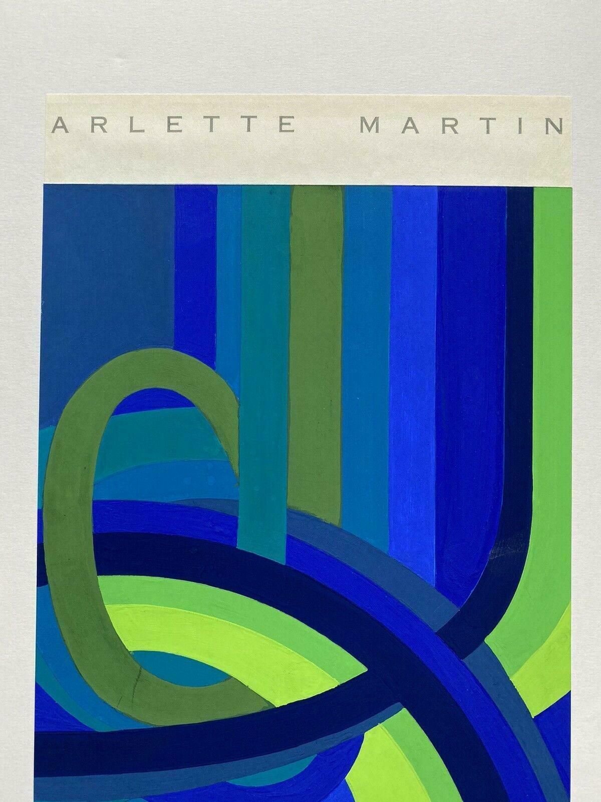 Arlette Martinarlette Martin (B1924) French Geometric Abstract Painting   Blue & Green Design20th Century photo buy