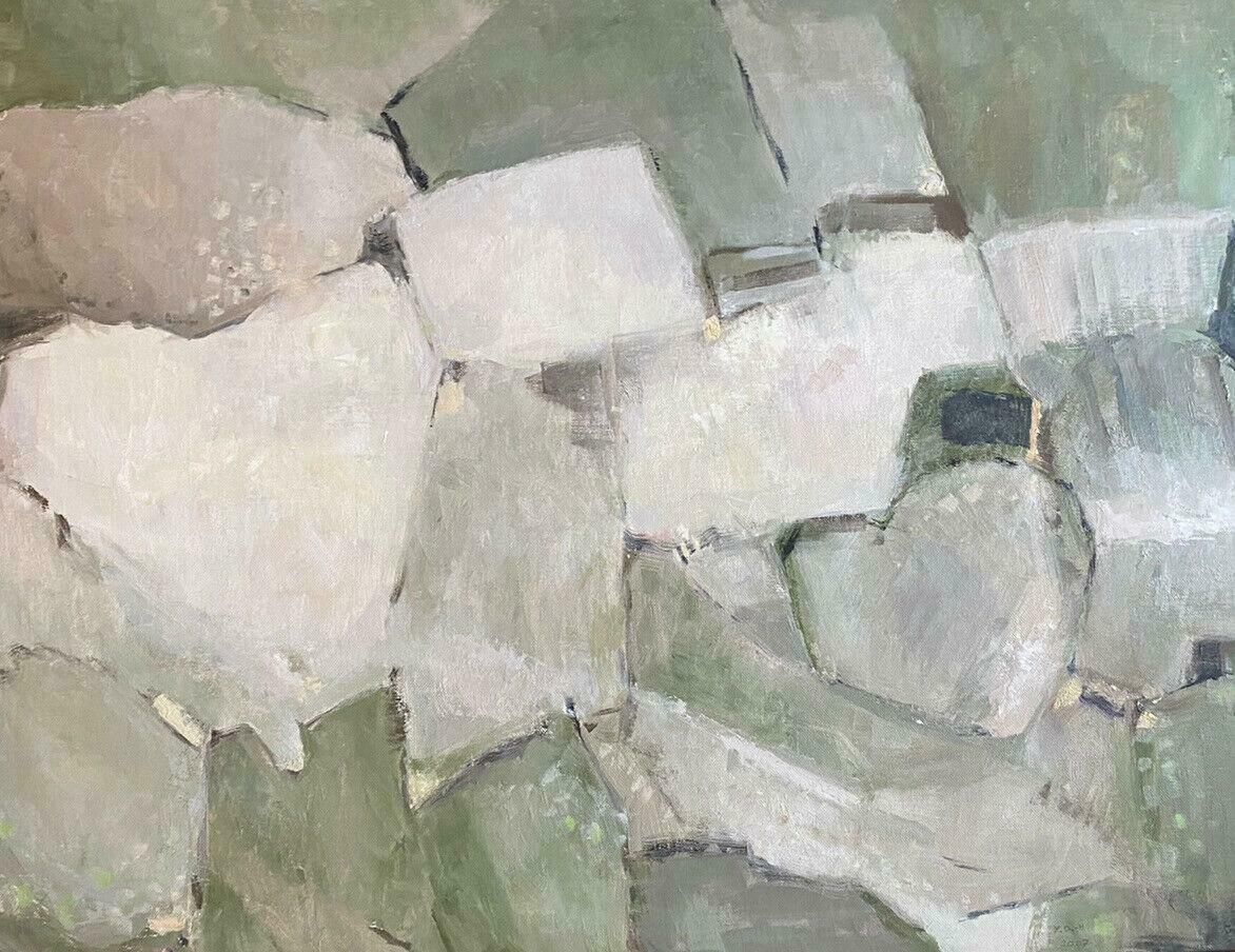 Yvette Dubois Habasqueyvette Dubois Habasque(1992 2016) French Cubist Abstract Painting Green And Greyc.2007