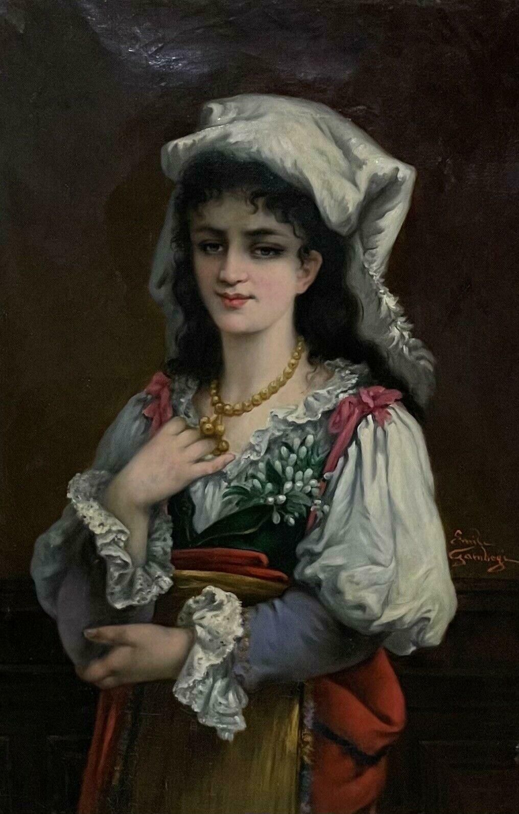 Italian 19thcfine 19th Century Italian Signed Oil Painting Portrait Of Young Lady, Gilt Frame