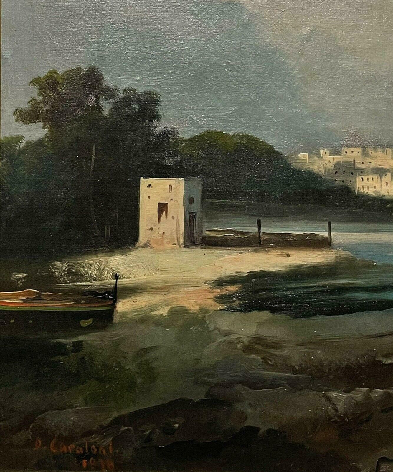 19thc Neopolitanmount Vesuvius Naples, 19th Century Italian Oil Painting Signed & Dated photo for sale