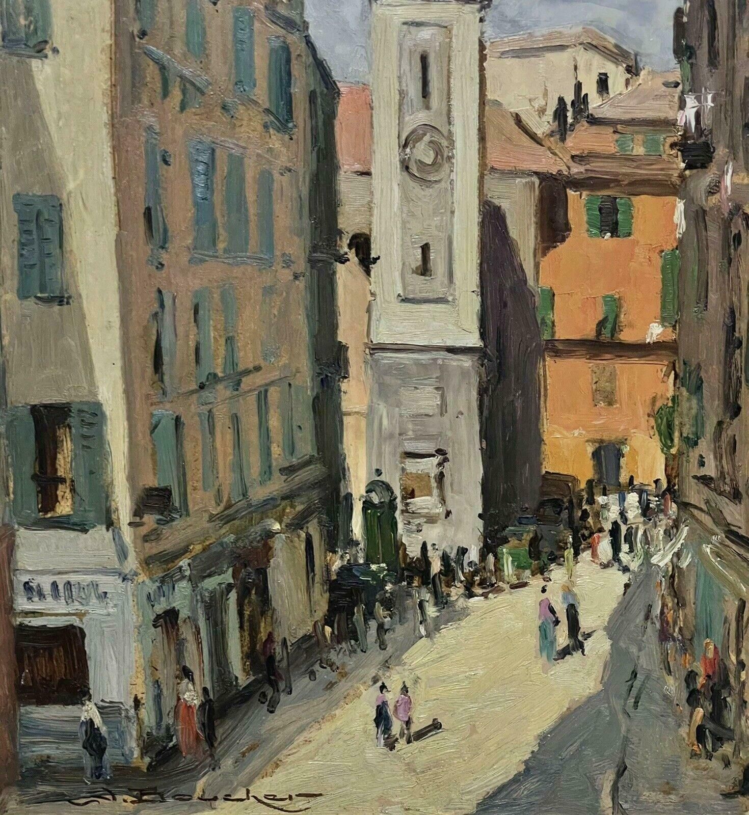 Amedee Boucherlarge Mid 20th Century French Signed Post Impressionist Oil   Busy City Street photo Art