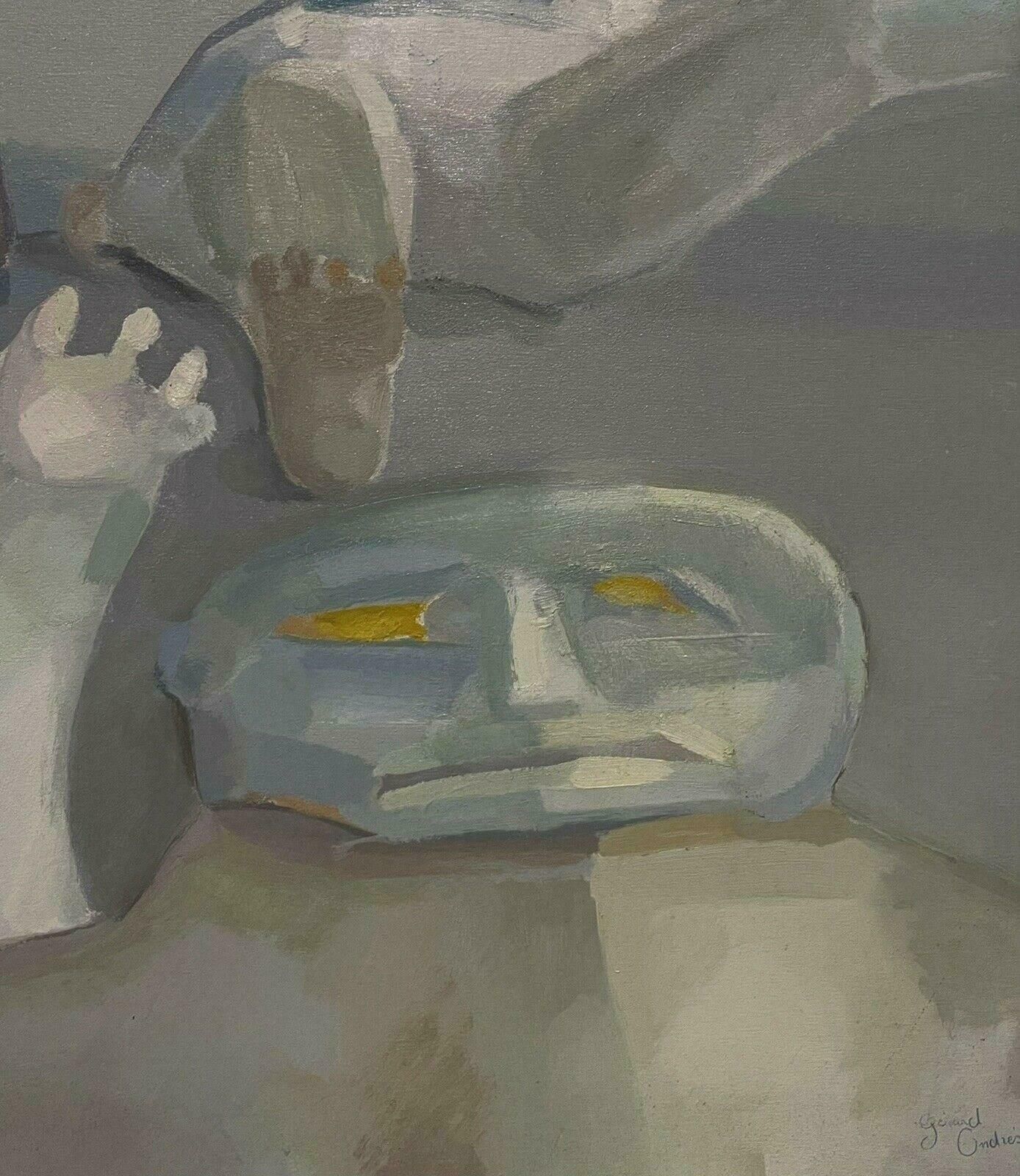 French 1970's1970's Very Large French Modernist Abstract Oil Painting Moon Surface Figuresc. 1970's photo 1787.0