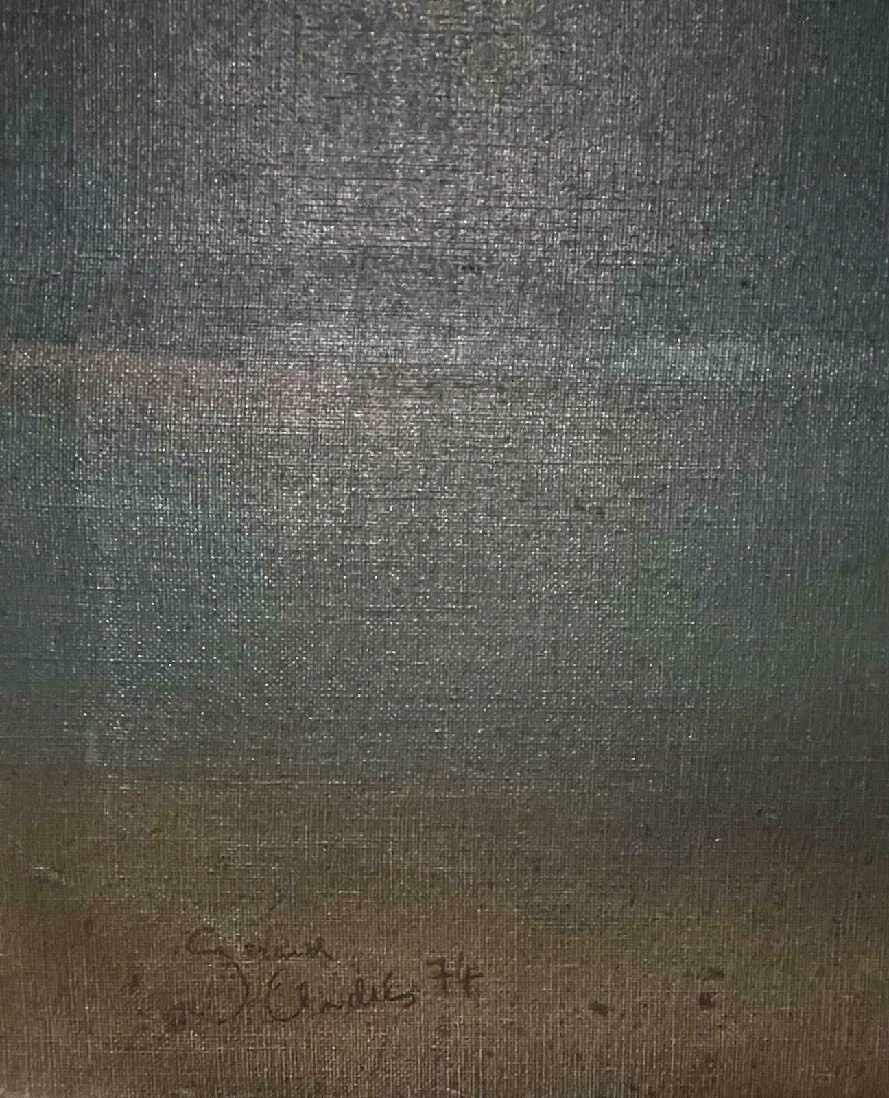 Unknownhuge 1970's French Surrealist Signed Oil Floating Figures In The Sky photo 2502.0