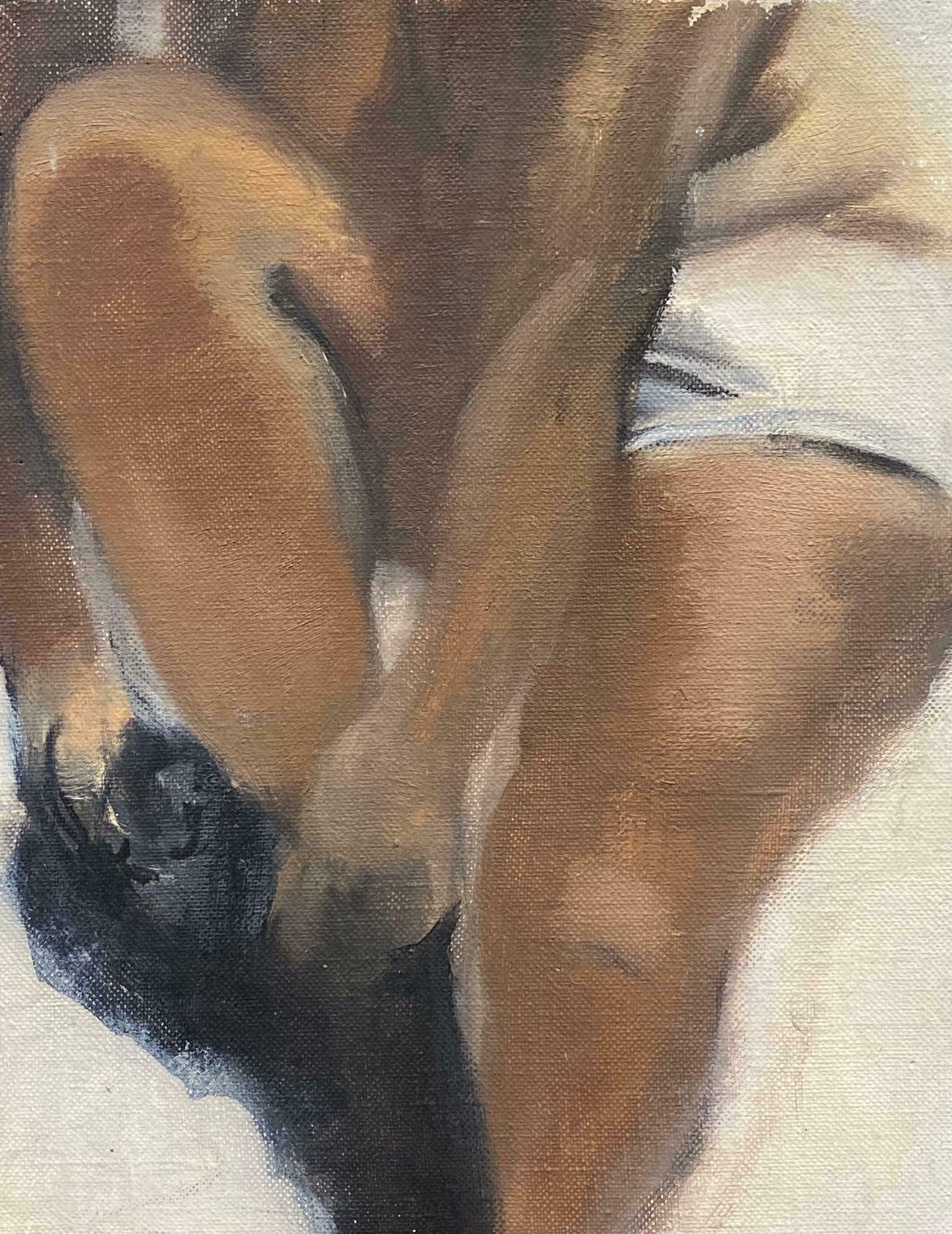 Unknownfrench Modernist Signed Oil Painting Nude Figure Dressing