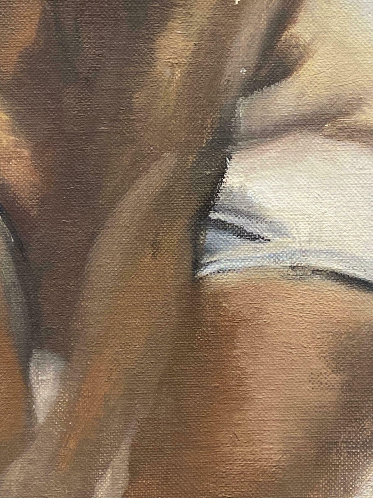 Unknownfrench Modernist Signed Oil Painting Nude Figure Dressing photo for sale