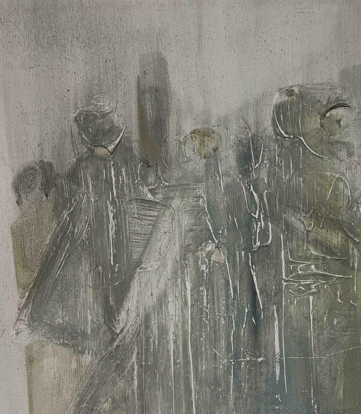 Andresfrench Surrealist Oil Painting Cubist Figurative Scene 20th Centuryc. 1970s photo for sale