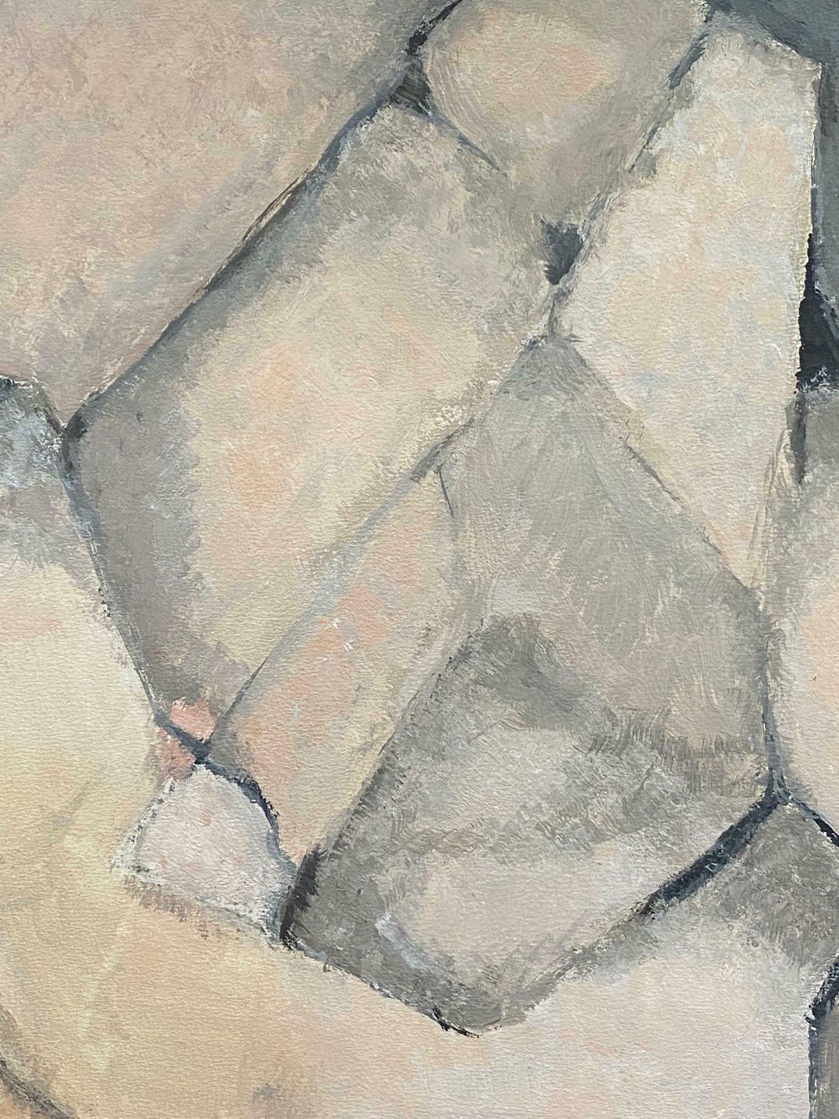 Yvette Dubois Habasqueabstract Expressionist Original Oil Painting Pink Grey Muted Colors2007 photo furniture