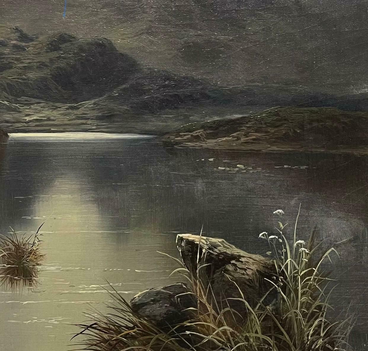 David Hicksfine Victorian Scottish Loch Scene With Mountains, Signed Antique Oil Painting photo vinterior