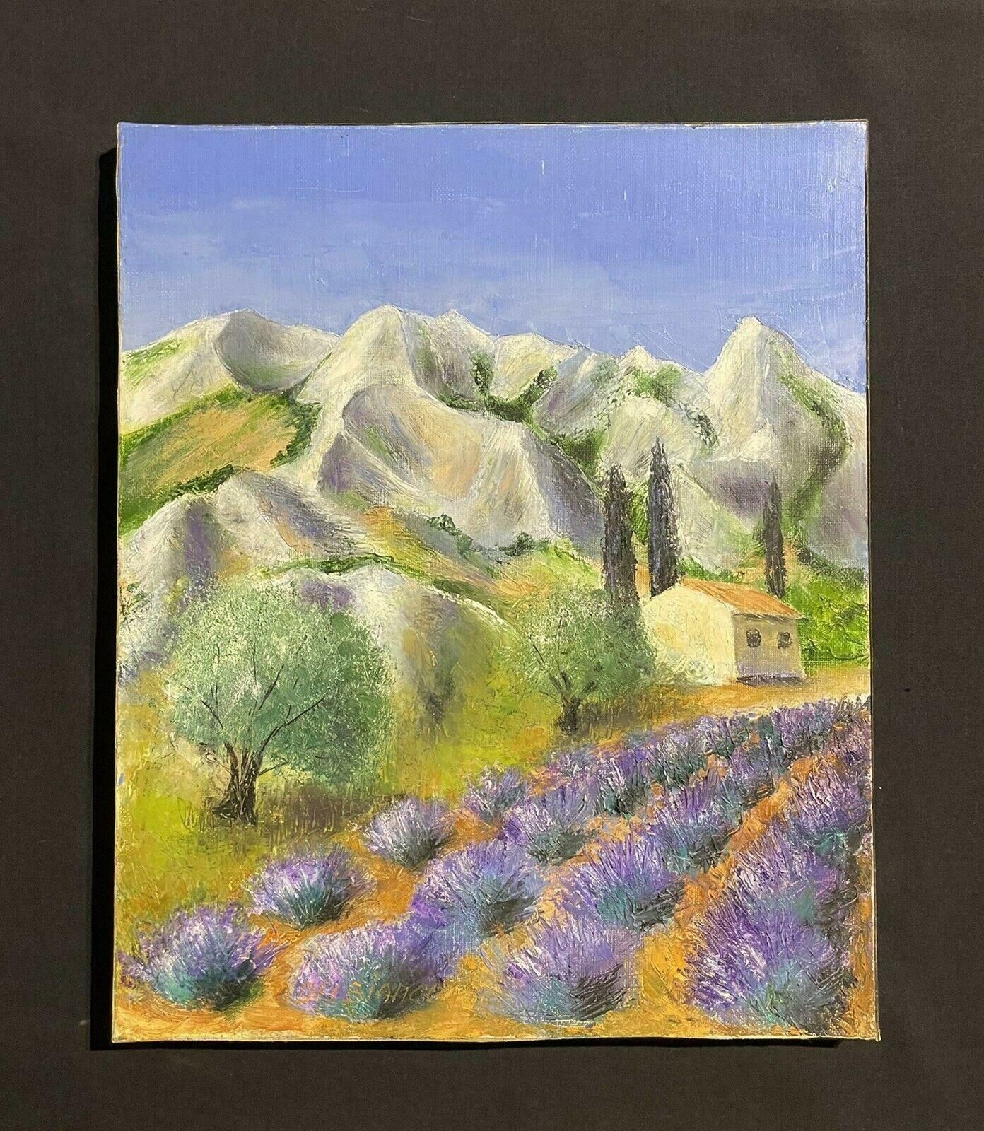 Louis Del Bianco (B.1925louis Del Bianco (French 1925) Signed Oil   Lavender Fields Provence Mountains20th Century photo furniture