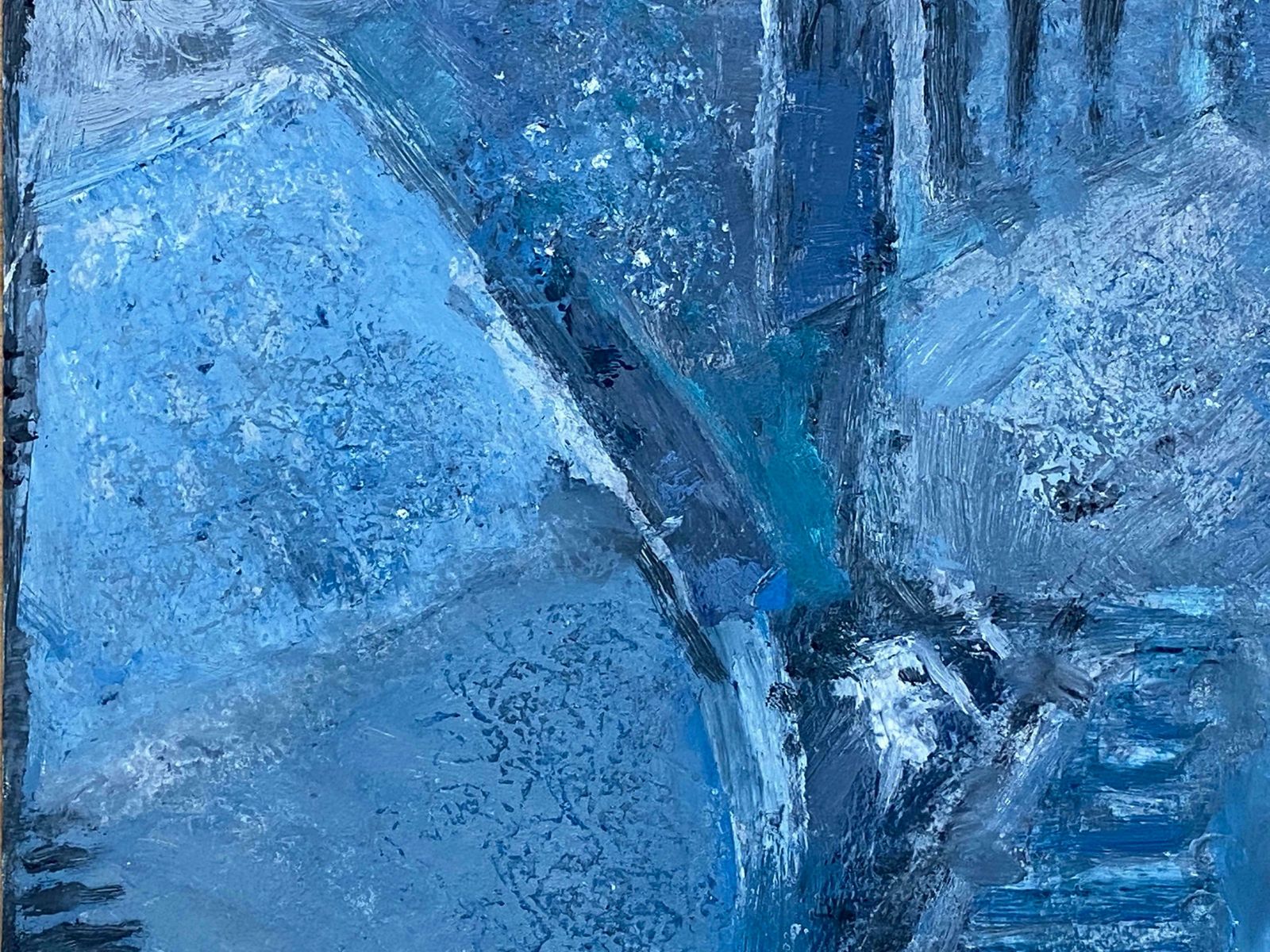 Yvette Dubois Habasqueabstract Expressionist Original Oil Painting   Deep Blue Blocks2005 photo for sale