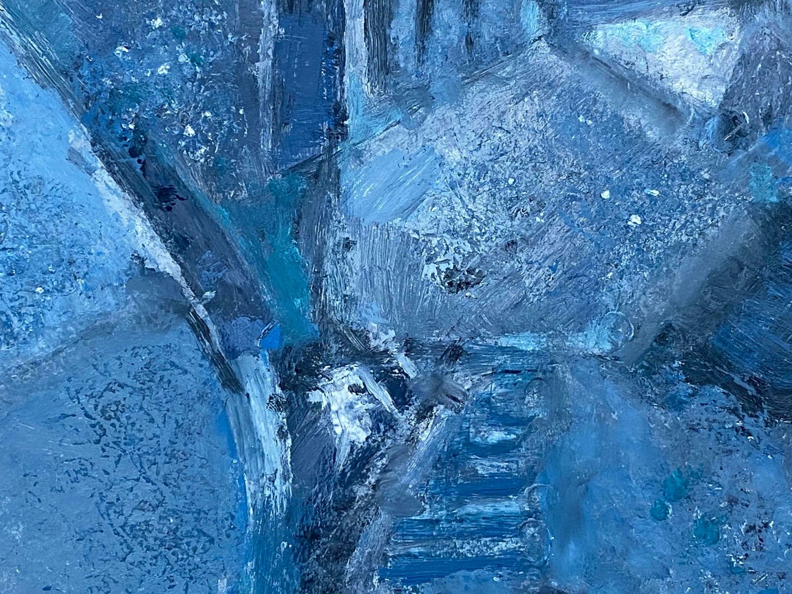 Yvette Dubois Habasqueabstract Expressionist Original Oil Painting   Deep Blue Blocks2005 photo Art