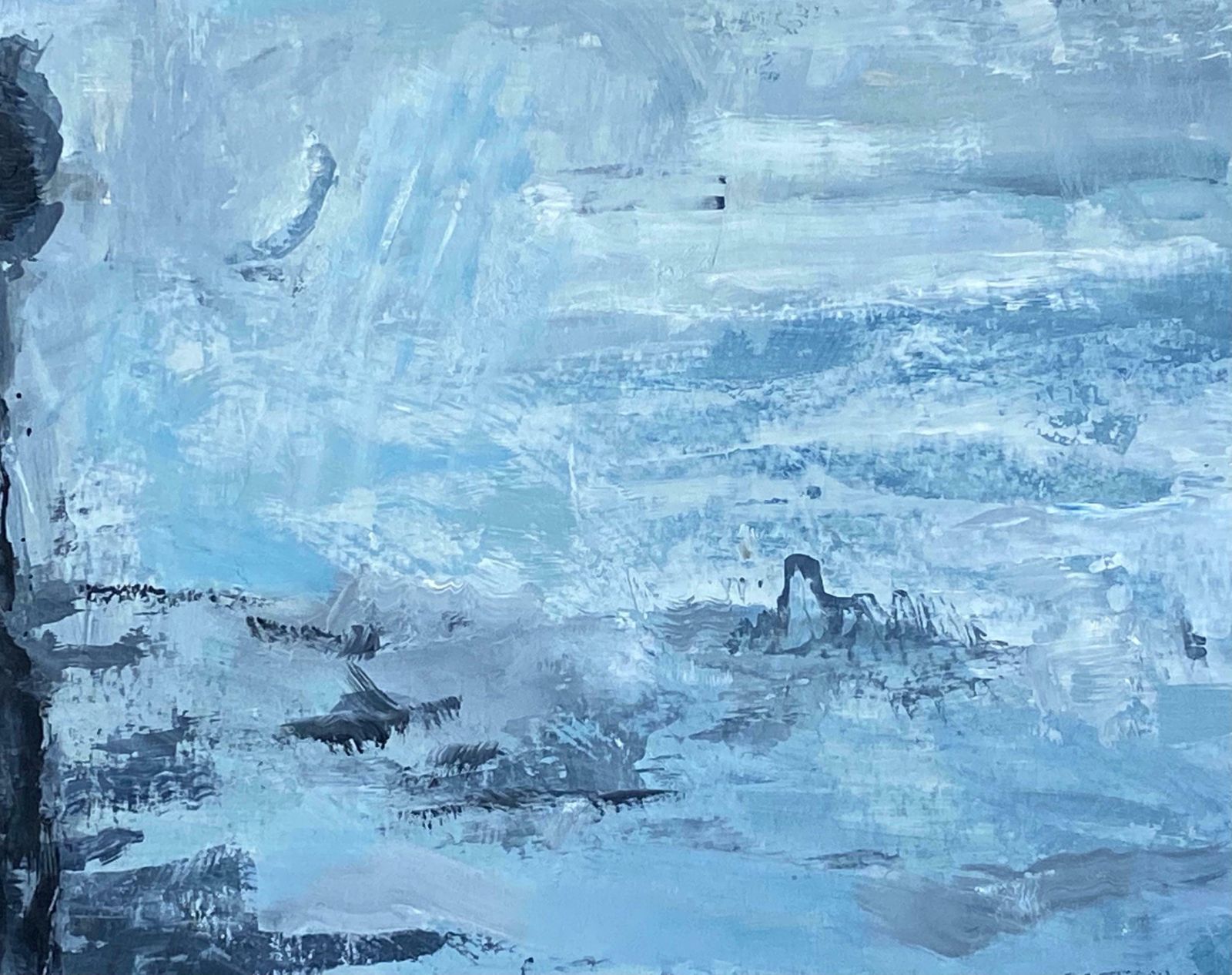 Yvette Dubois Habasqueabstract Expressionist Original Oil Painting   Cloudy Blues2009 photo furniture