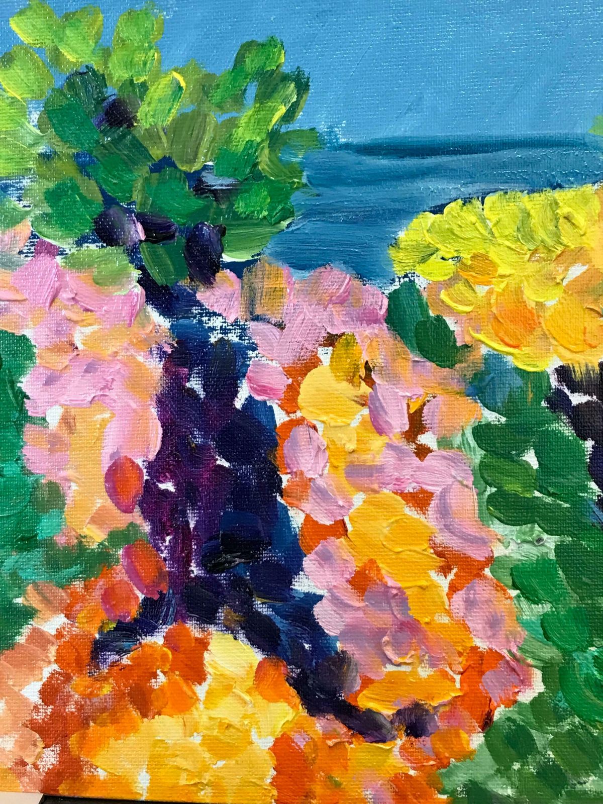 Maggy Claryssebright & Colorful French Impressionist Oil Painting Abstract Dotty Landscapec. 2000 photo Art