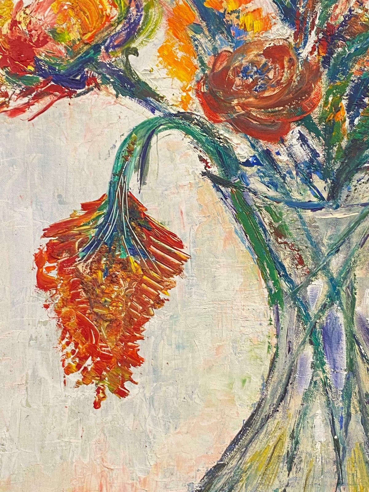P Vilette20th Century Original Expressionist Oil Painting   Beautiful Bouquet In Vase 20th Century photo Art