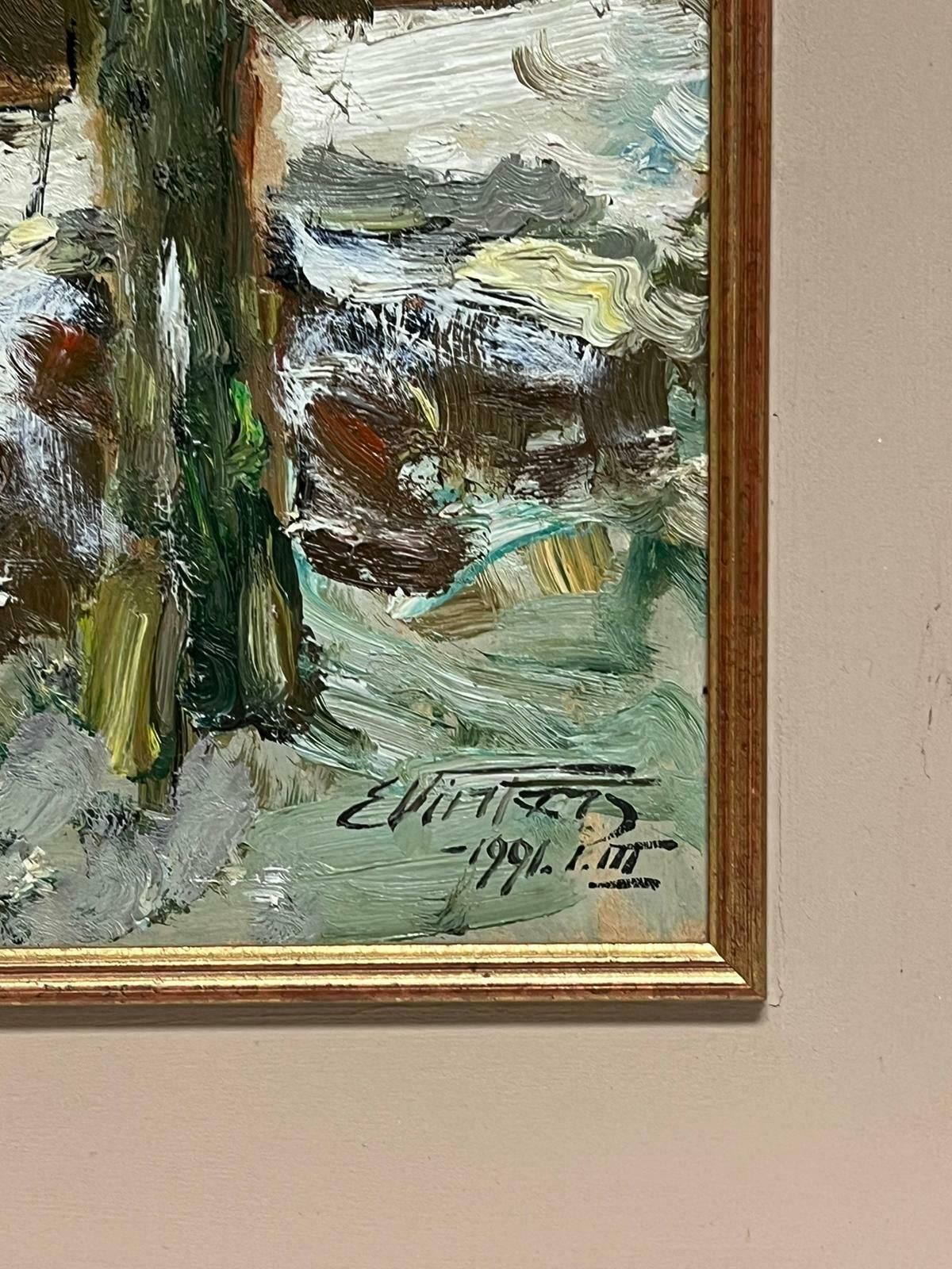 Edgars Vinterslarge Latvian Impressionist Signed Oil Painting Snow On Winter Woodland Path1994 photo 1022.0