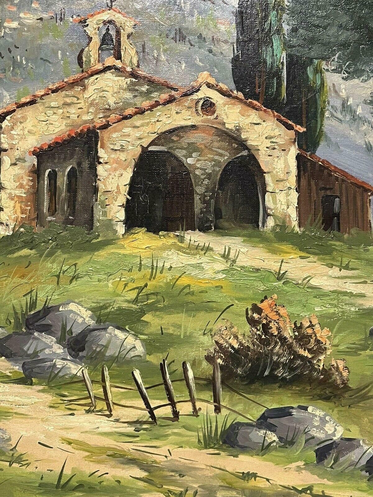 Unknownsigned French Impressionist Vintage Oil   Provencal Landscape With Old Church20th Century photo vintage
