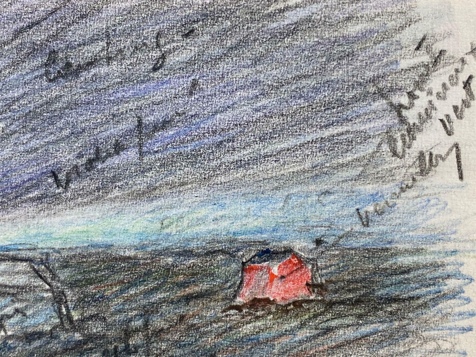 Camille Meriotcamille Meriot French Signed Impressionist Crayon Drawing 'Honfleur'c. 1940's photo for sale