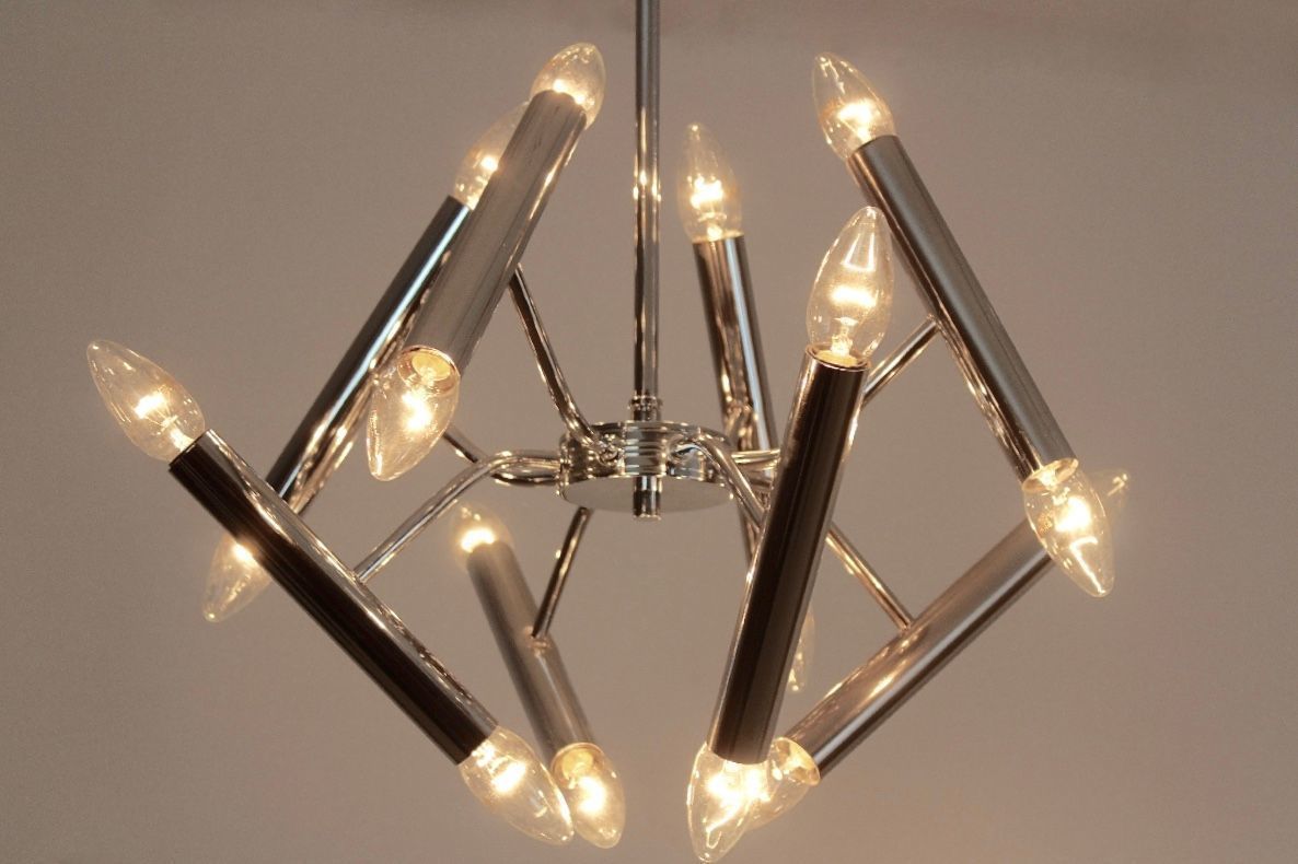 Geometrical Chrome Chandelier From Boulanger, 1960s photo for sale