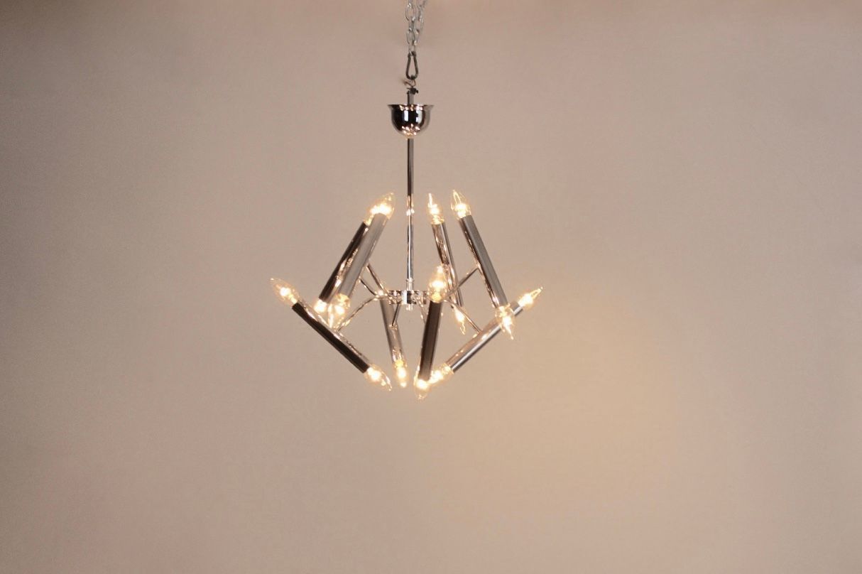 Geometrical Chrome Chandelier From Boulanger, 1960s photo vinterior