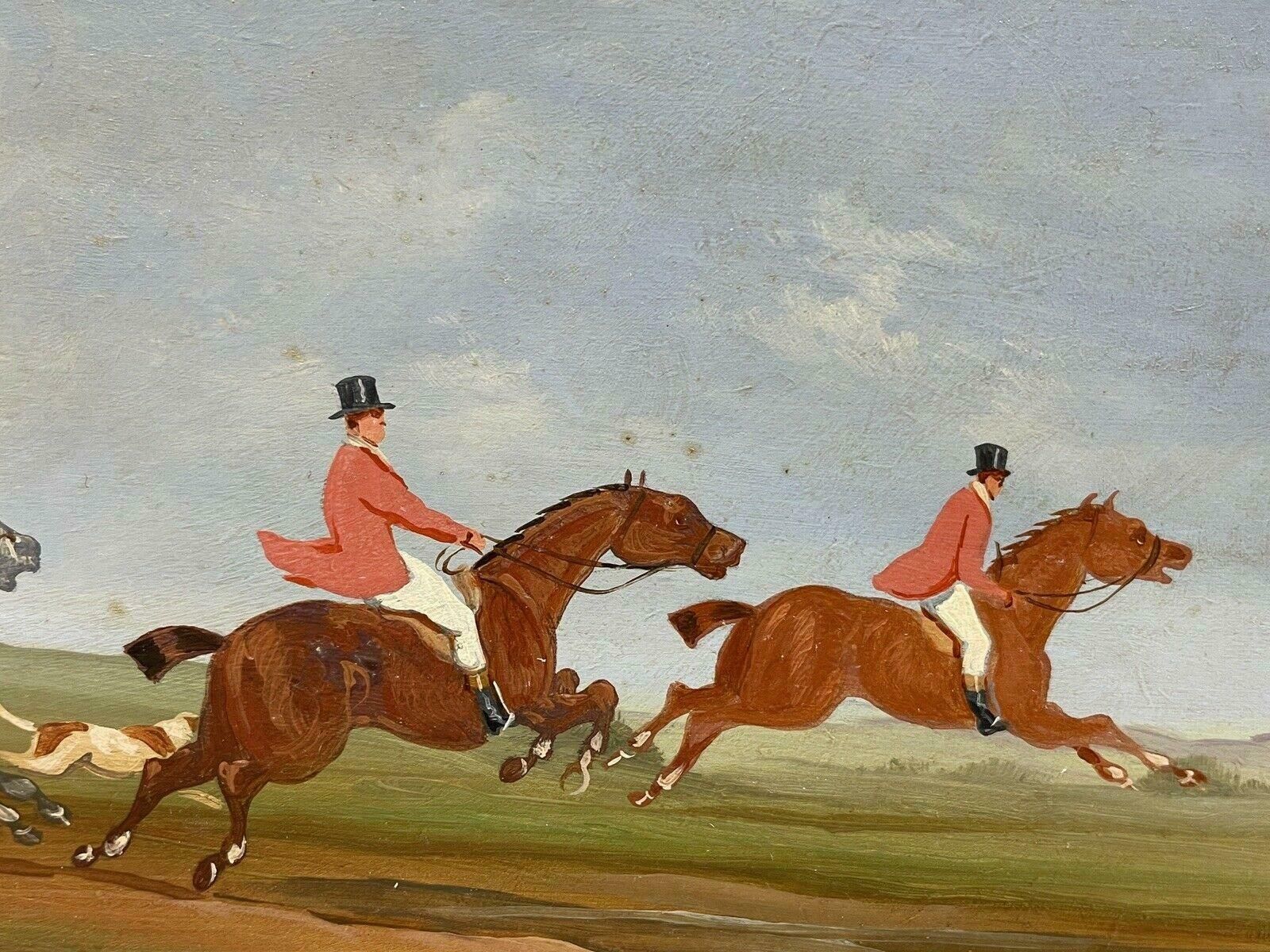 William Rowlandset Of 4 Original British Oil Paintings   Hunting Scenes   Oils On Panel Framed photo vintage