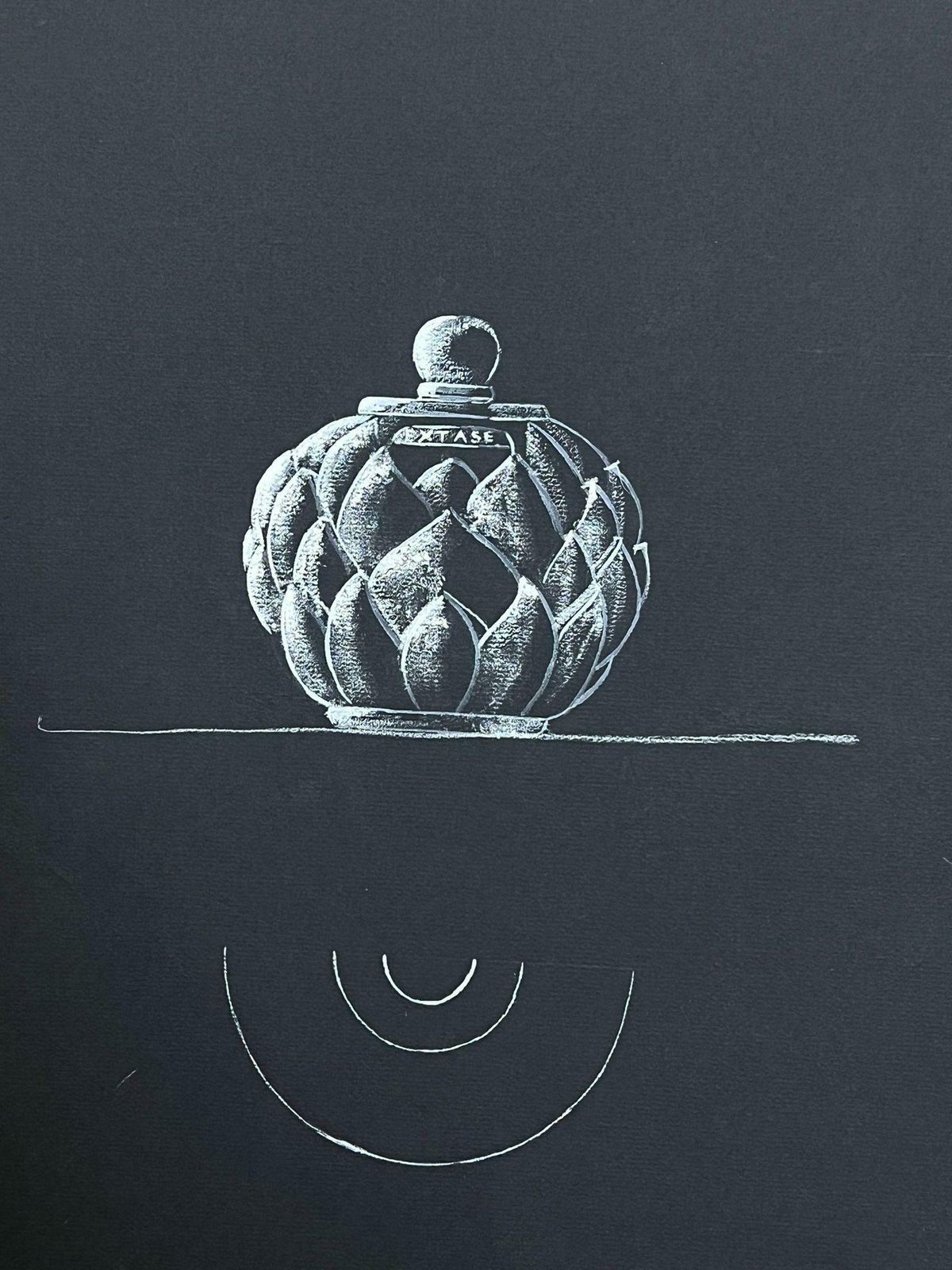 Josine Vignonmid Century French Glass Ornament In Yellow Box Gouache Painting1950s photo Art