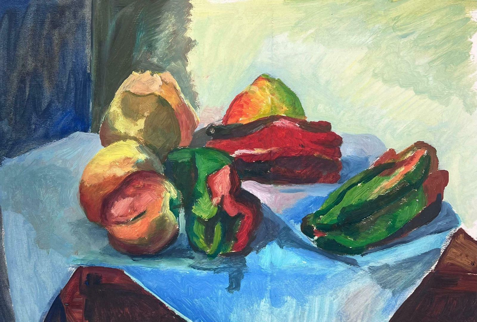 Guy Nicod 20th Century French Modernist Painting Pepper Still Life