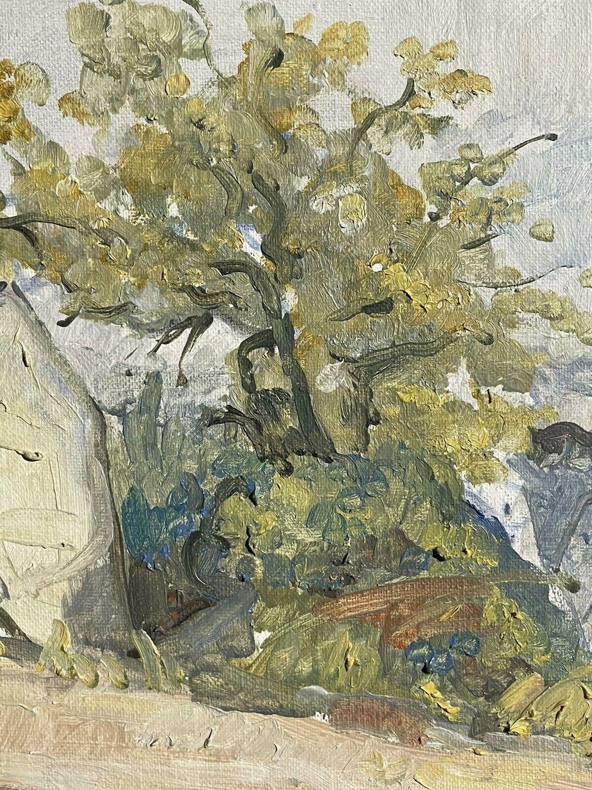 Robert Bouillefrench Oil   Provence Landscape Pastel Colors Green Ochre Landscape C. 2000 photo furniture