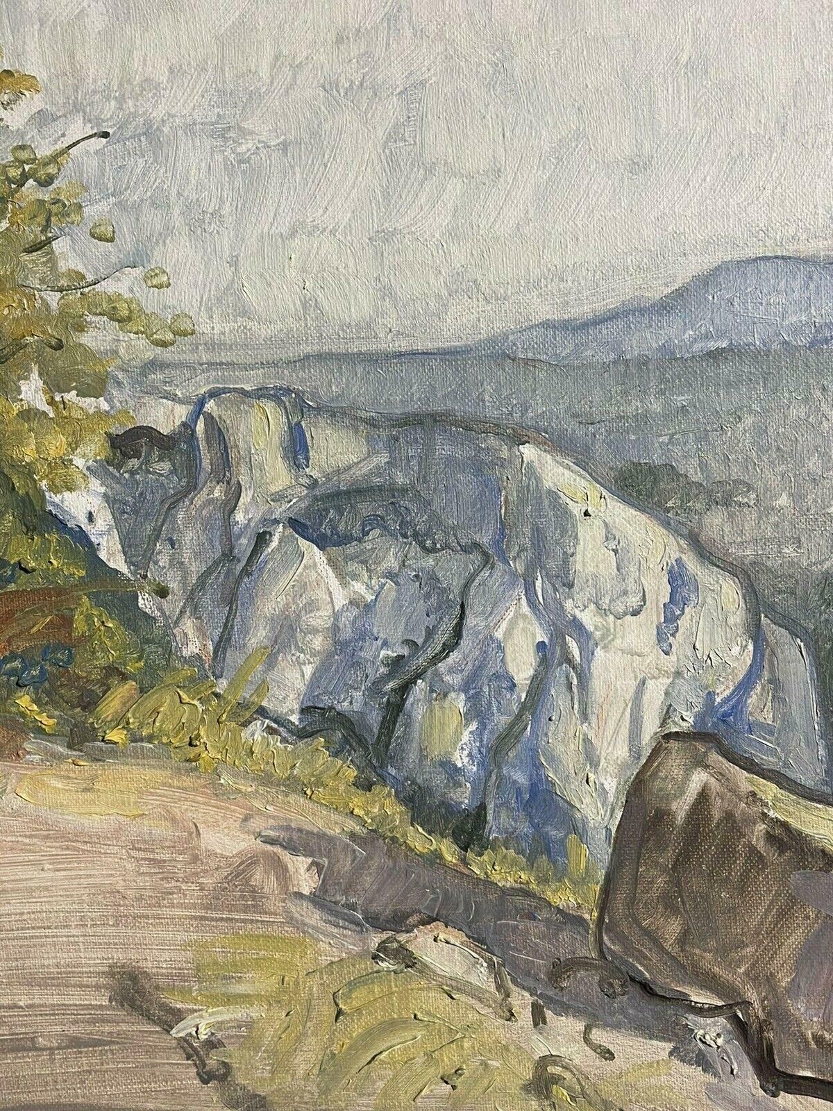 Robert Bouillefrench Oil   Provence Landscape Pastel Colors Green Ochre Landscape C. 2000 photo for sale