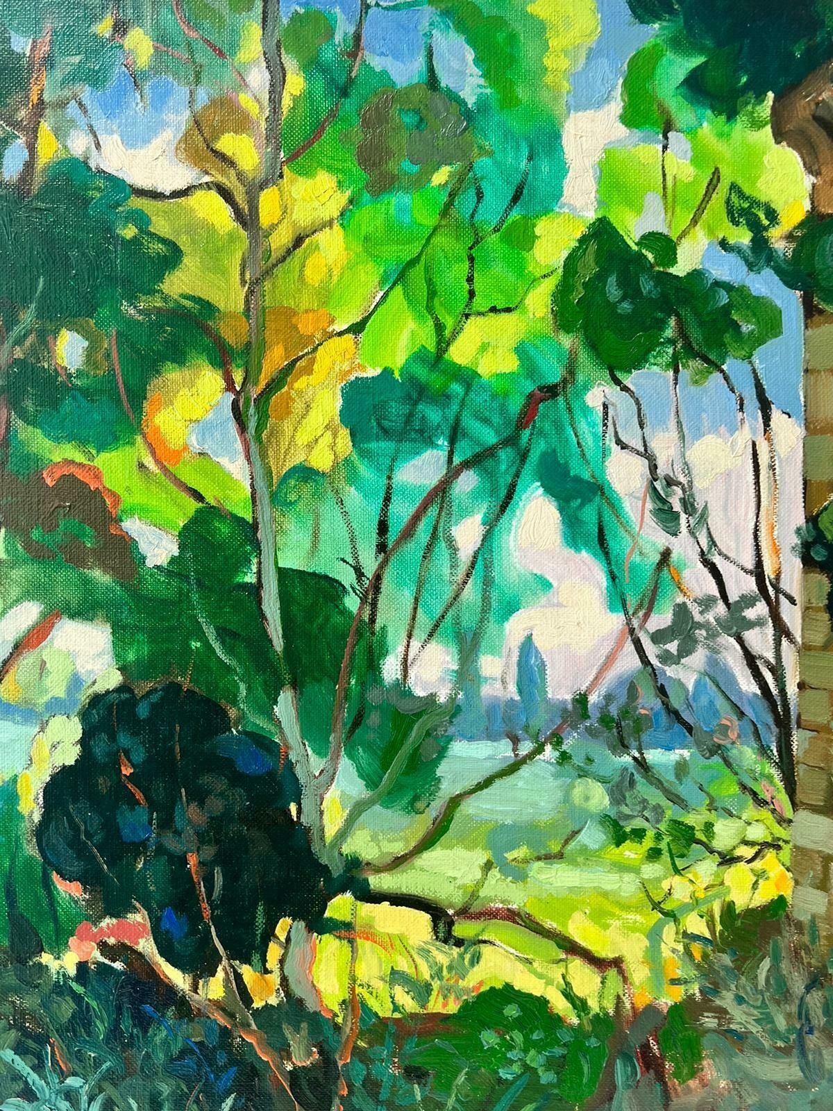 Michel Kritzpost Impressionist French Signed Oil Leafy Green Trees Chateau Parkland photo 506.0