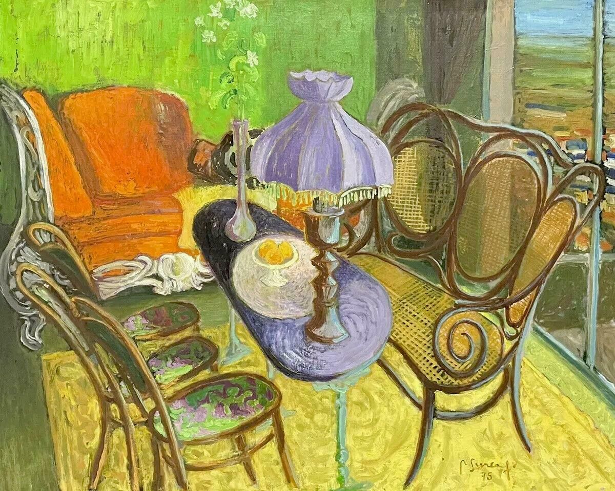 Robert Surcoufrobert Surcouf (1915 2012) Huge Signed French Modernist Oil   Interior Scene