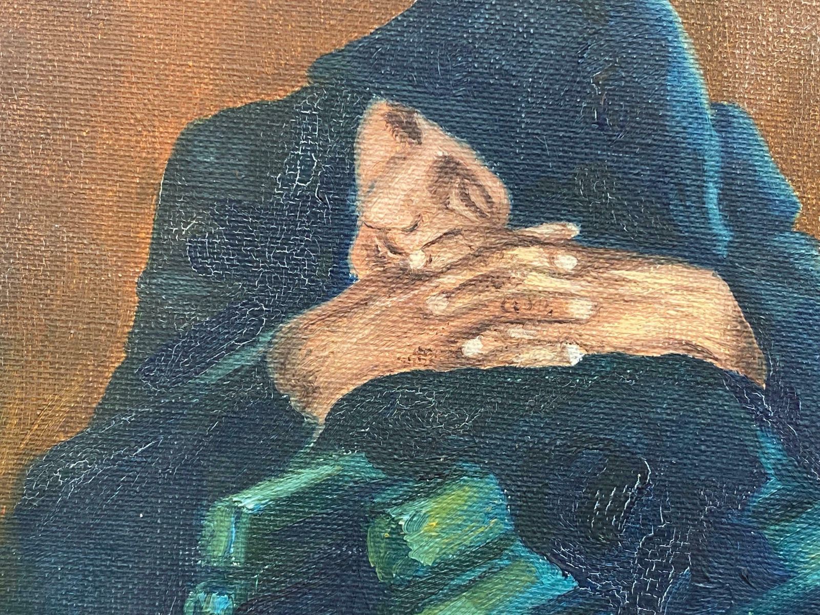 Fernand Audetfernand Audet (1923 2016) French Signed Oil Elderly Lady Sleeping On Benchc. 1960's photo 383.0