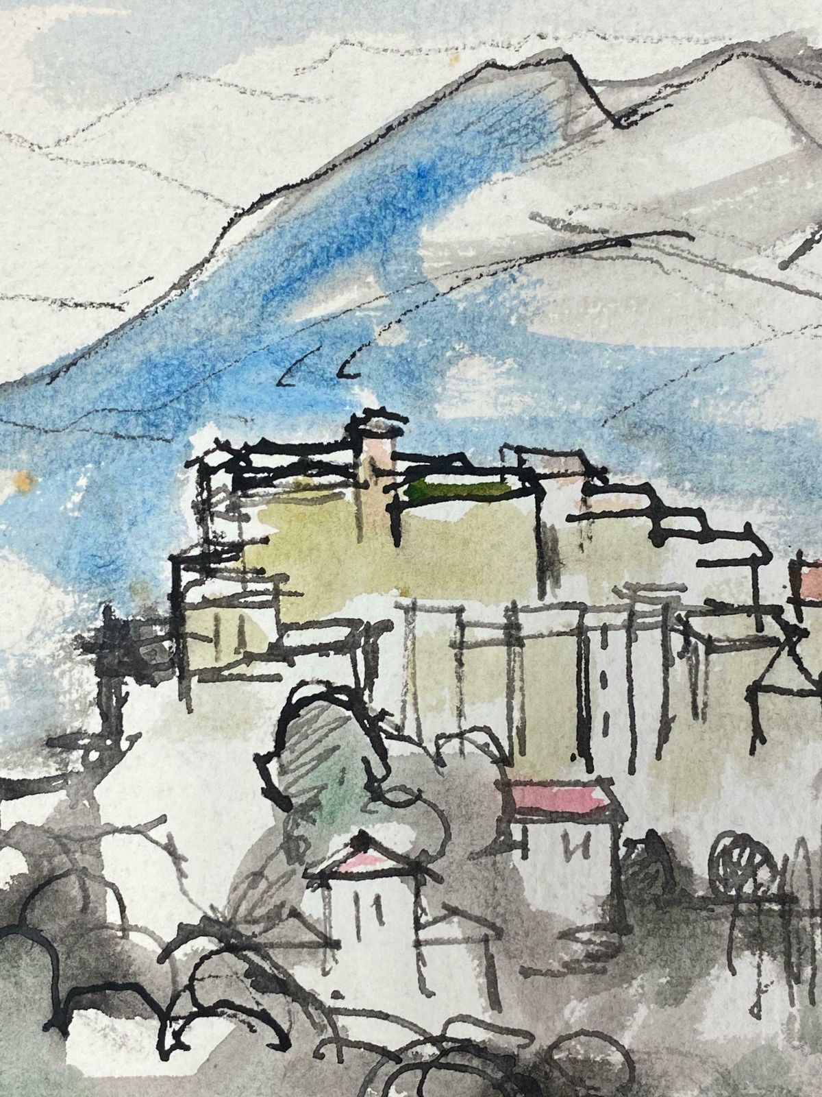 Akos Biroprovence Hill Perched Village, French Expressionist Original Paintingc.1980s photo for sale