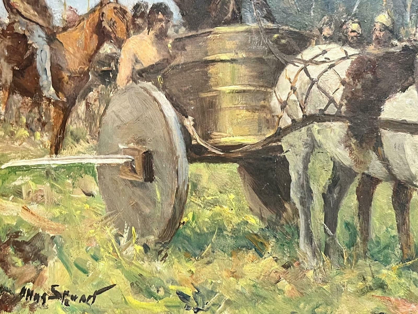 Antique English Antique Victorian English Romans Ready For Battle Horse & Cart Landscape photo for sale