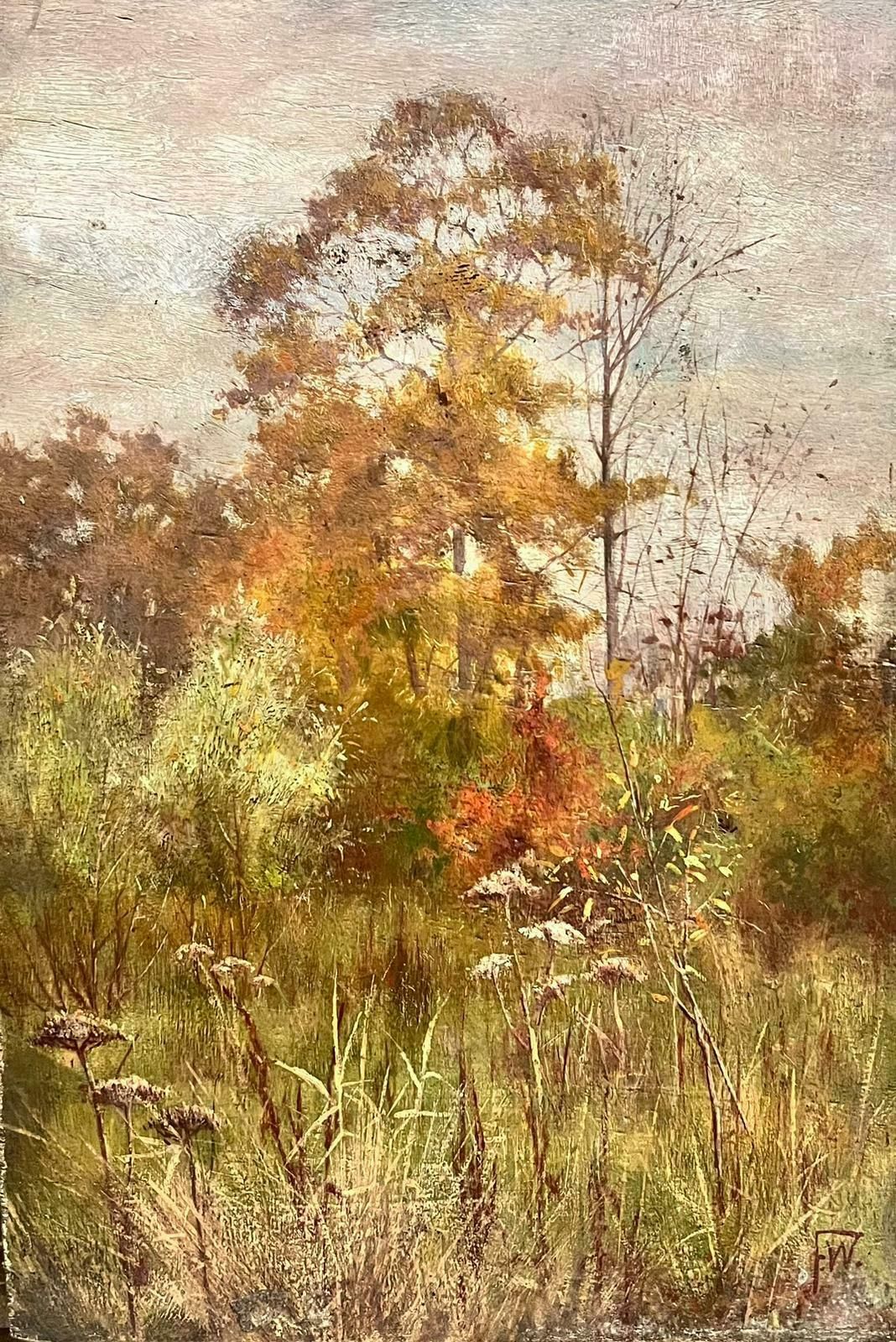 Antique English Antique Signed Victorian English Oil Autumn Woodland Landscape photo furniture