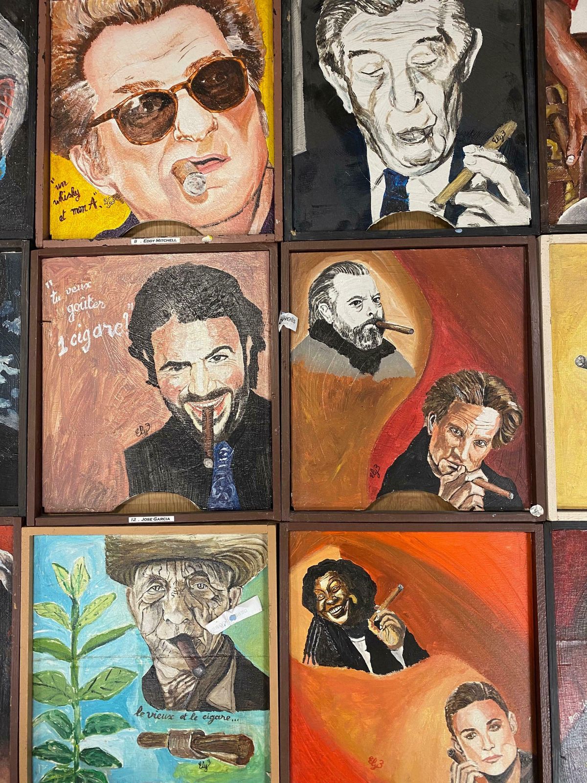 Unknowngallery Wall Group Set Of 21 Original French Oils   Portraits Of Cigar Smokersc. 2004 photo Art