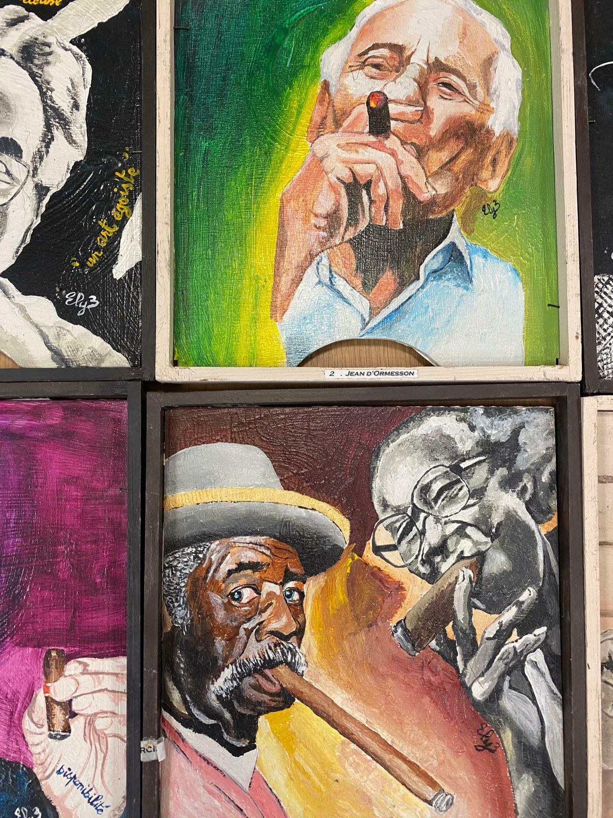 Unknowngallery Wall Group Set Of 21 Original French Oils   Portraits Of Cigar Smokersc. 2004 photo buy