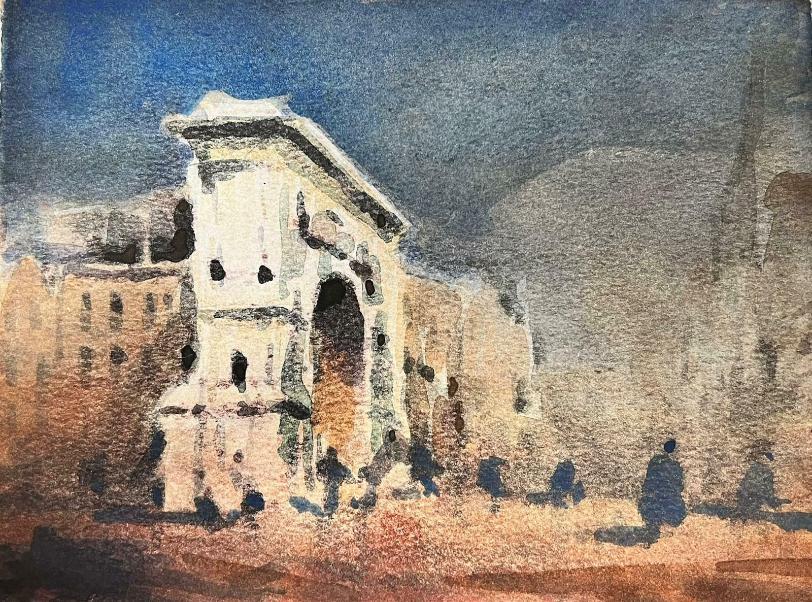Maurice Mazeiliemaurice Mazeilie  French Watercolour   Parisian Figures At The Arc De Triomphe