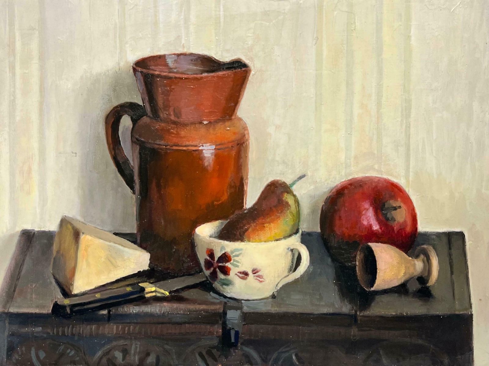 20th Century Frenchfine French Still Life Interior Scene Fruit & Table Top Items, Beautiful Details photo furniture