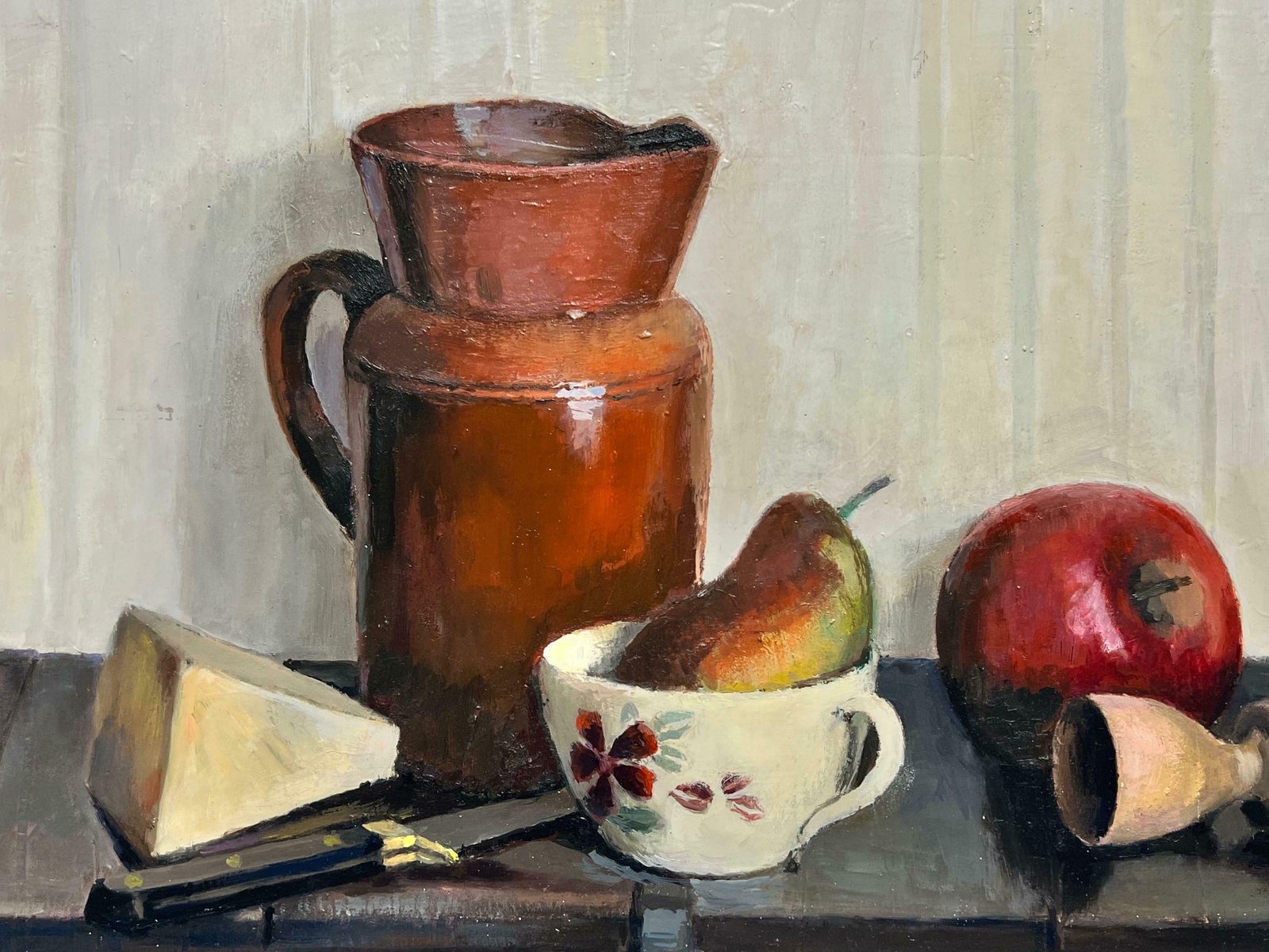 20th Century Frenchfine French Still Life Interior Scene Fruit & Table Top Items, Beautiful Details photo for sale