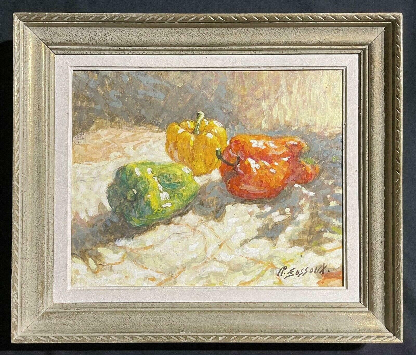 Unknown20th Century French Signed Oil   Red Green & Yellow Peppers Still Life20th Century
