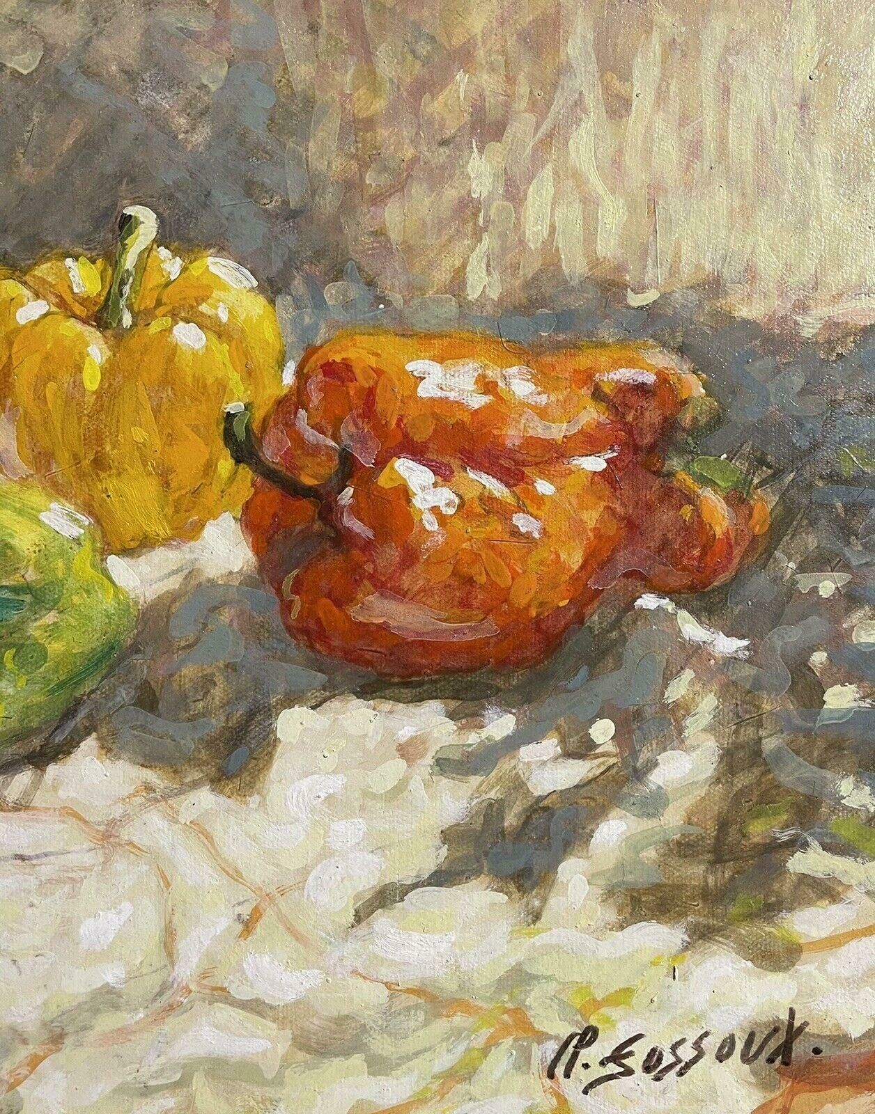 Unknown20th Century French Signed Oil   Red Green & Yellow Peppers Still Life20th Century photo 562.0